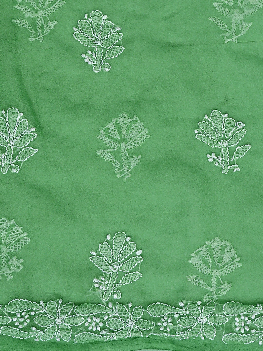 Ada Hand Embroidered Lime Green Georgette Lucknowi Chikankari Unstitched Suit Piece 01A878896