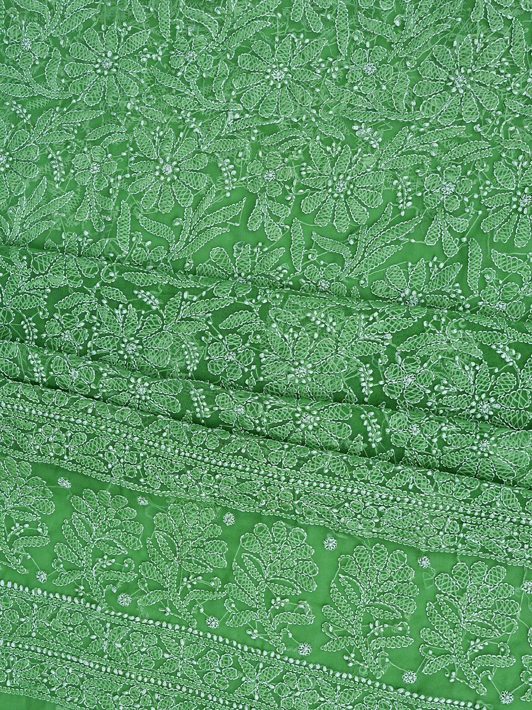 Ada Hand Embroidered Lime Green Georgette Lucknowi Chikankari Unstitched Suit Piece 01A878896
