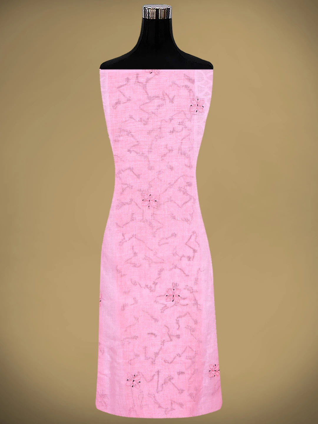 Ada Hand Embroidered Pink Cotton Lucknowi Chikankari Unstitched Suit Piece with Chiffon Dupatta 01A878309