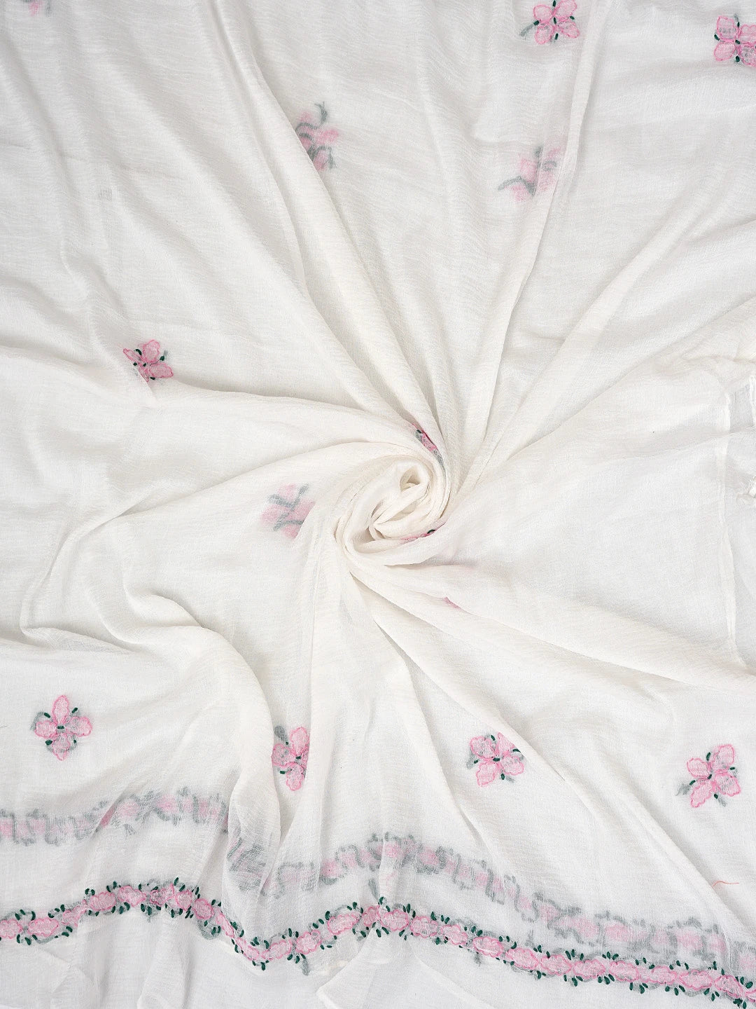 Ada Hand Embroidered Pink Cotton Lucknowi Chikankari Unstitched Suit Piece with Chiffon Dupatta 01A878309