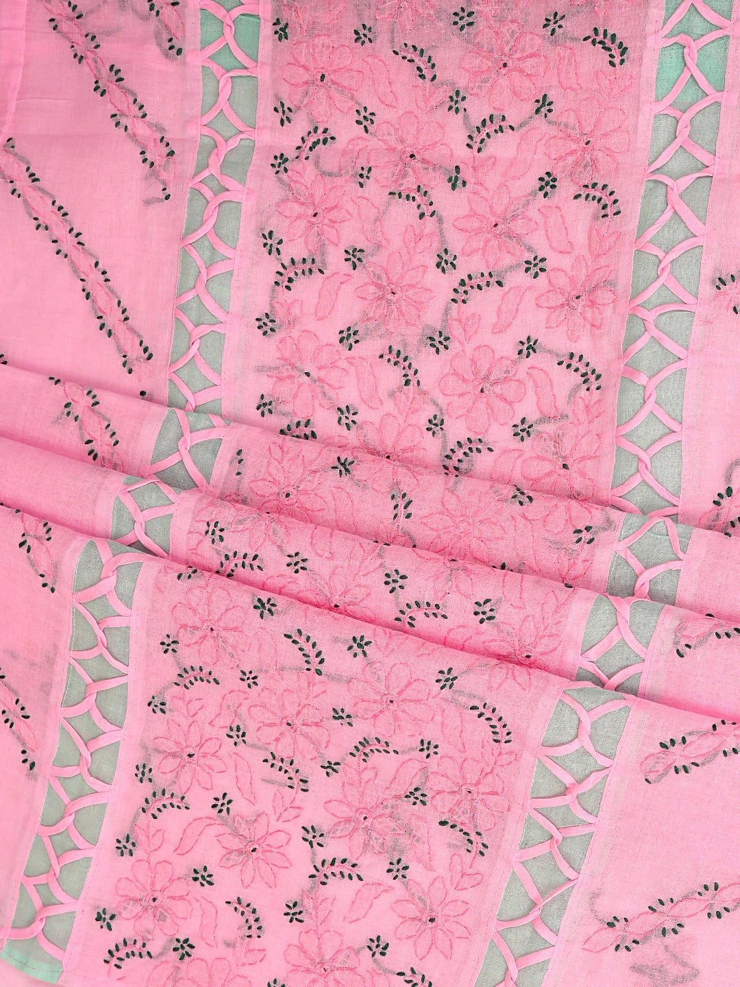 Ada Hand Embroidered Pink Cotton Lucknowi Chikankari Unstitched Suit Piece with Chiffon Dupatta 01A878309