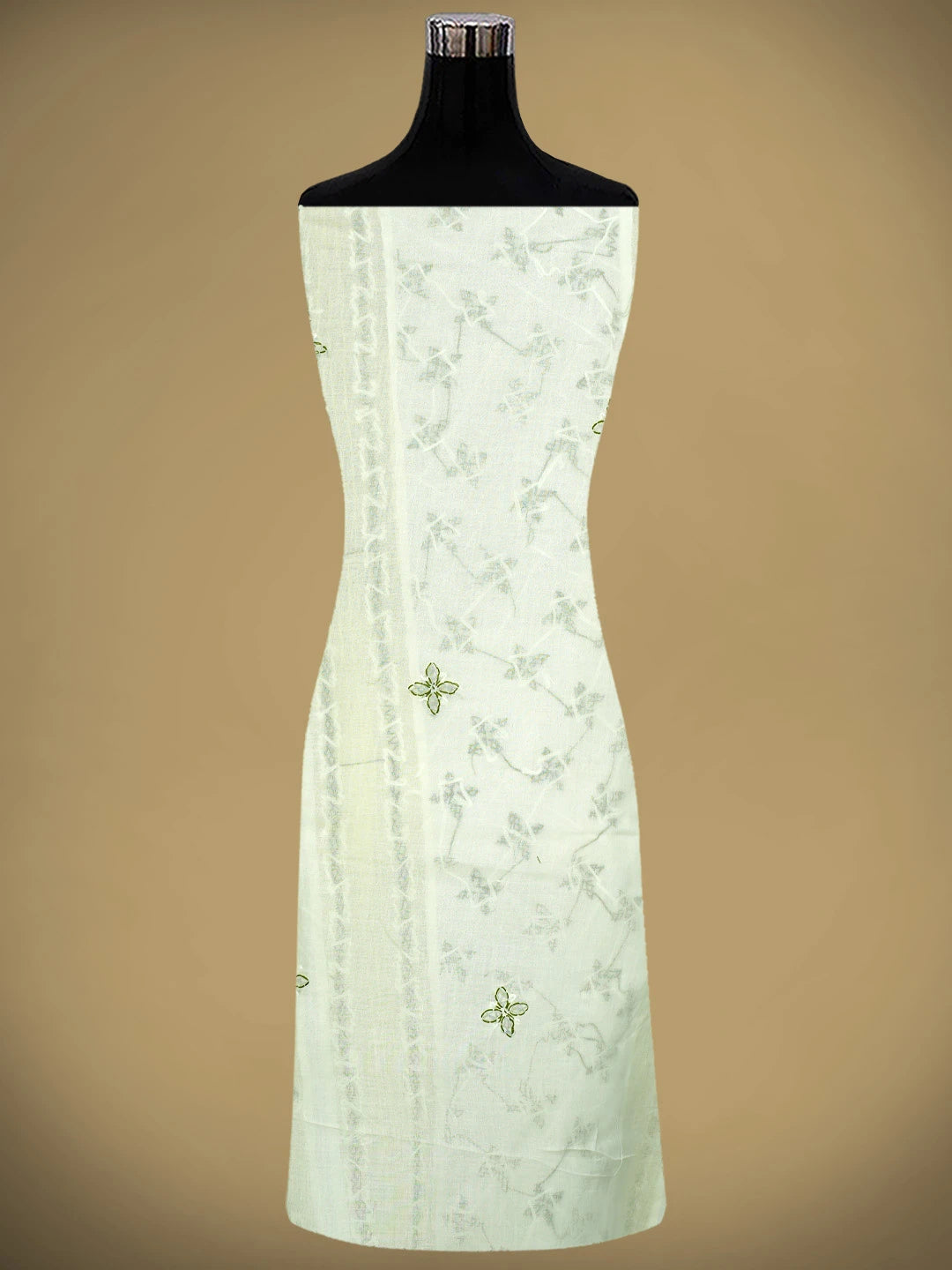 Ada Hand Embroidered Lemon Cotton Lucknowi Chikankari Unstitched Suit Piece with Chiffon Dupatta 01A878308