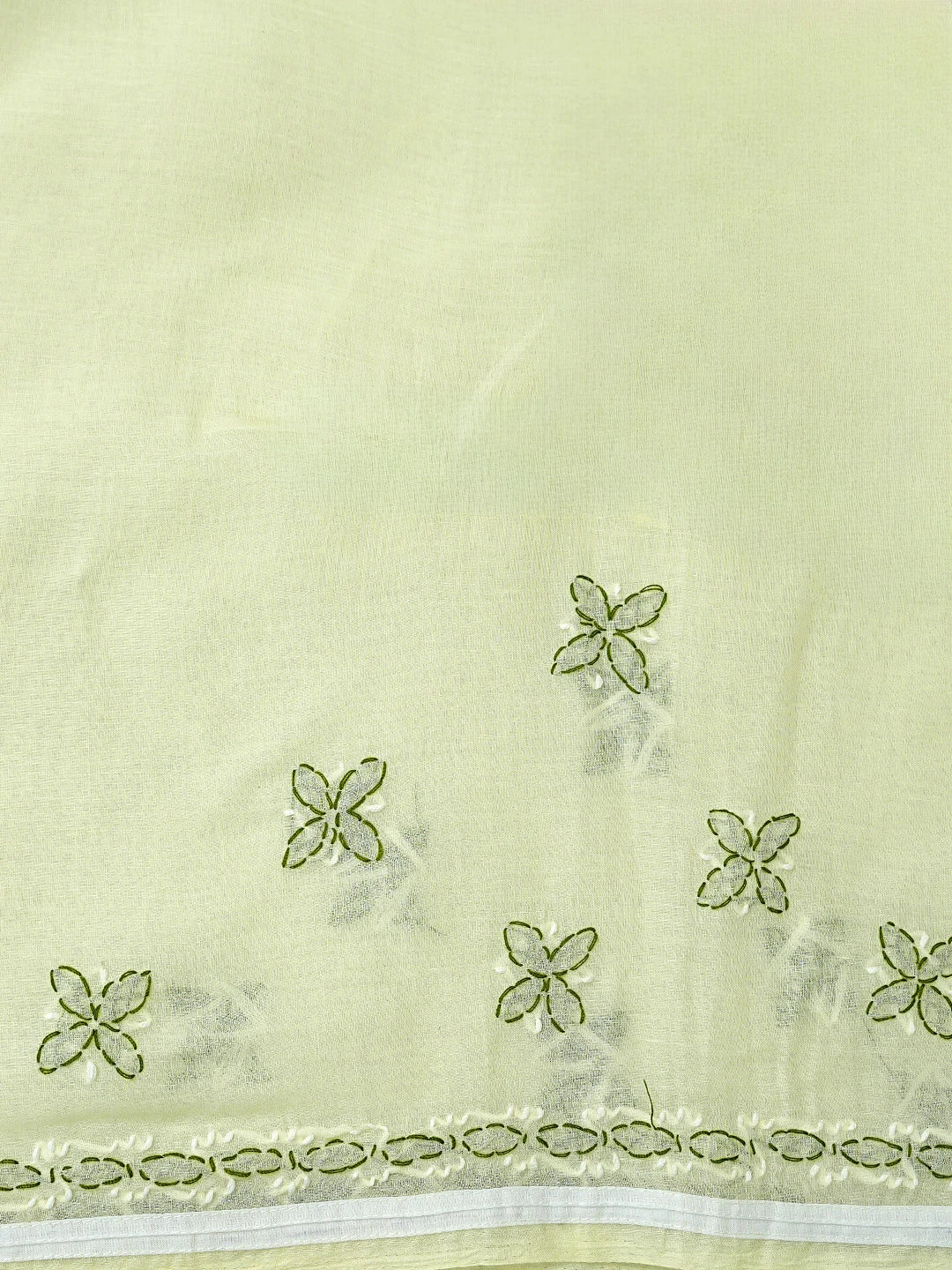 Ada Hand Embroidered Lemon Cotton Lucknowi Chikankari Unstitched Suit Piece with Chiffon Dupatta 01A878308