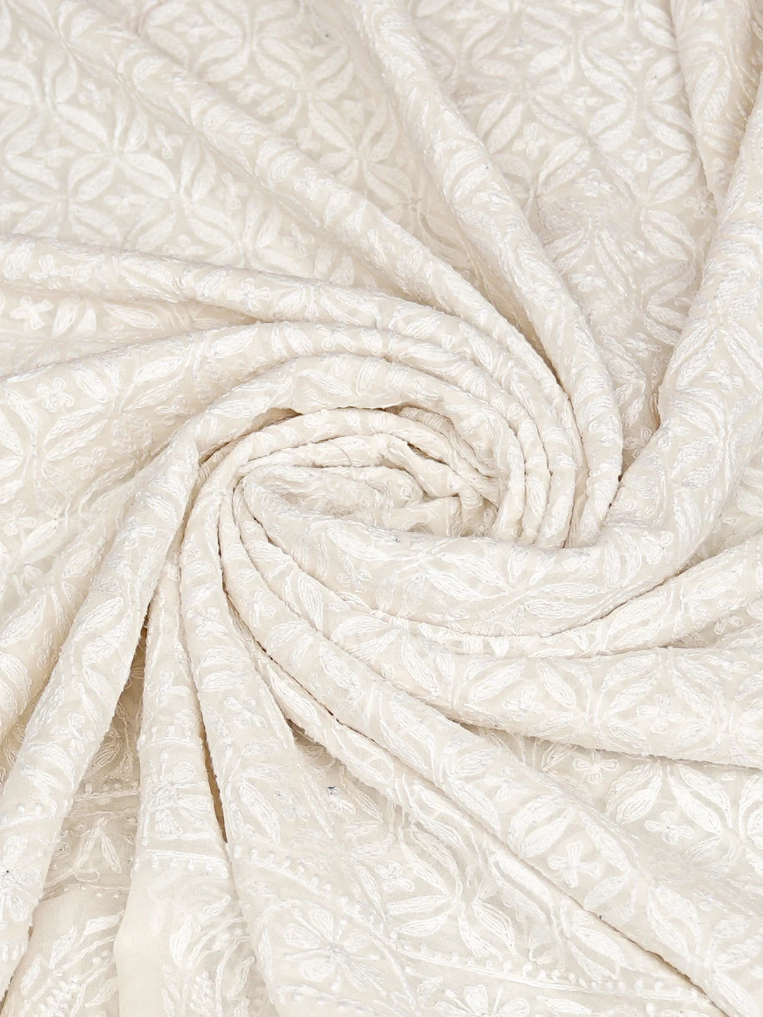 Ada Hand Embroidered White Pure Georgette Lucknowi Chikankari Dupatta 01A791115