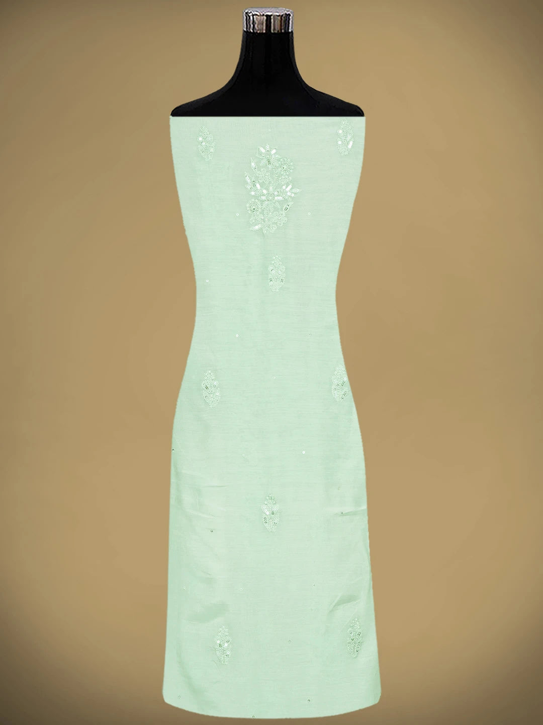 Ada Hand Embroidered Celedon Green Muslin Lucknowi Chikankari Unstitched Kurta Dupatta Set With Cutdana Work 01A643340