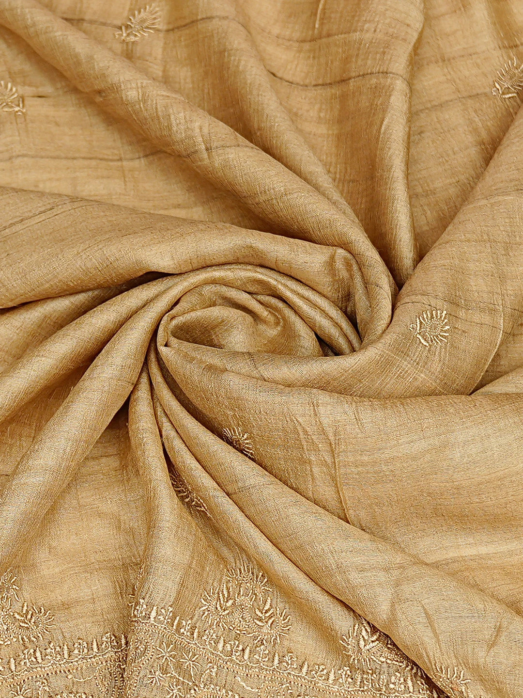 Ada Hand Embroidered Fawn Khadi Silk Lucknowi Chikankari Dupatta 01A722779