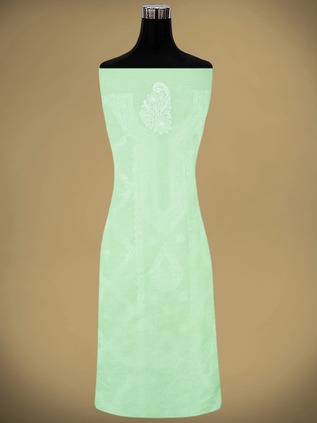 Ada Hand Embroidered Light Green Cotton Lucknowi Chikankari Unstitched Suit Piece 01A869347