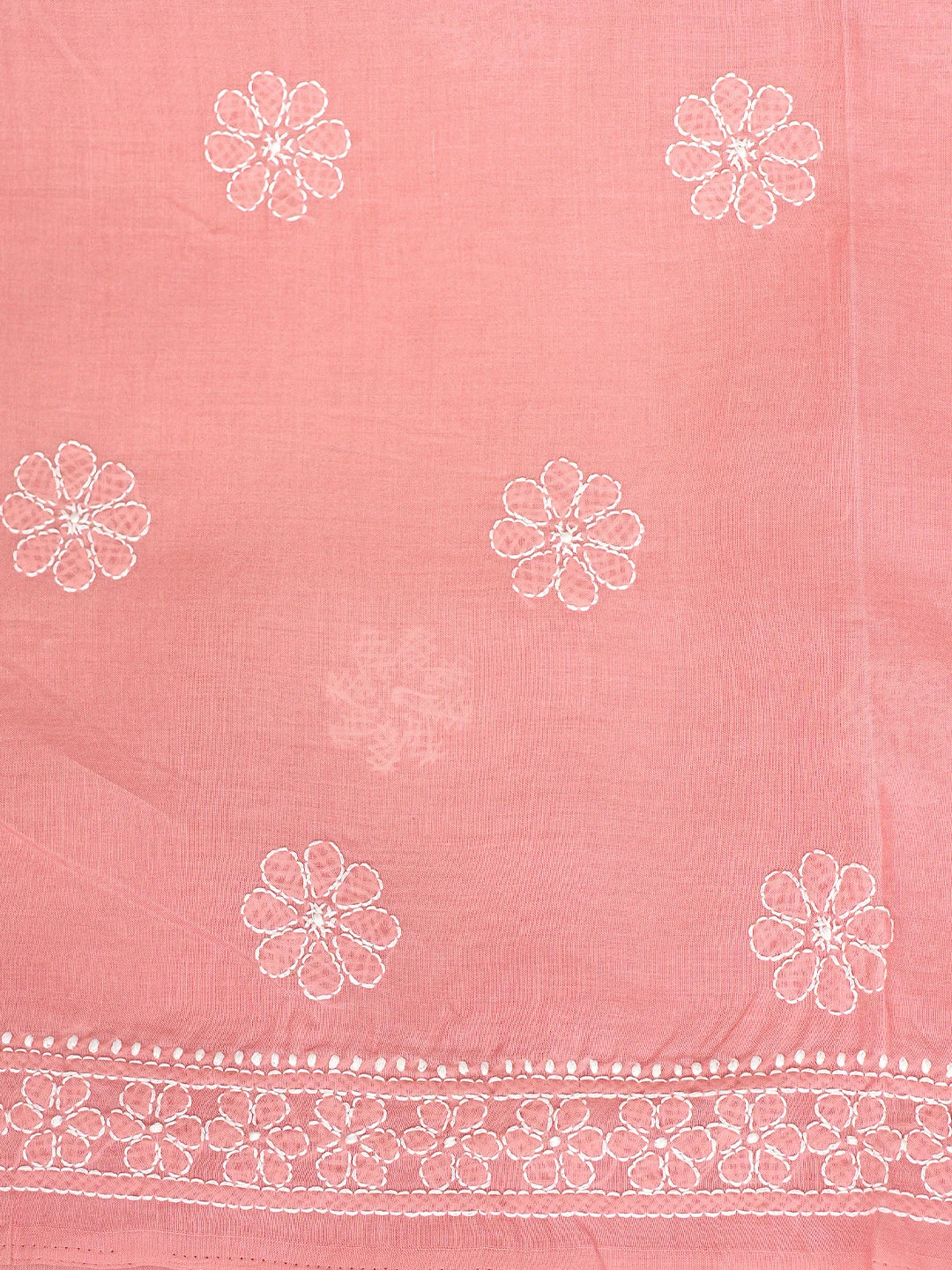 Ada Hand Embroidered Peach Cotton Lucknowi Chikankari Unstitched Suit Piece 01A881403