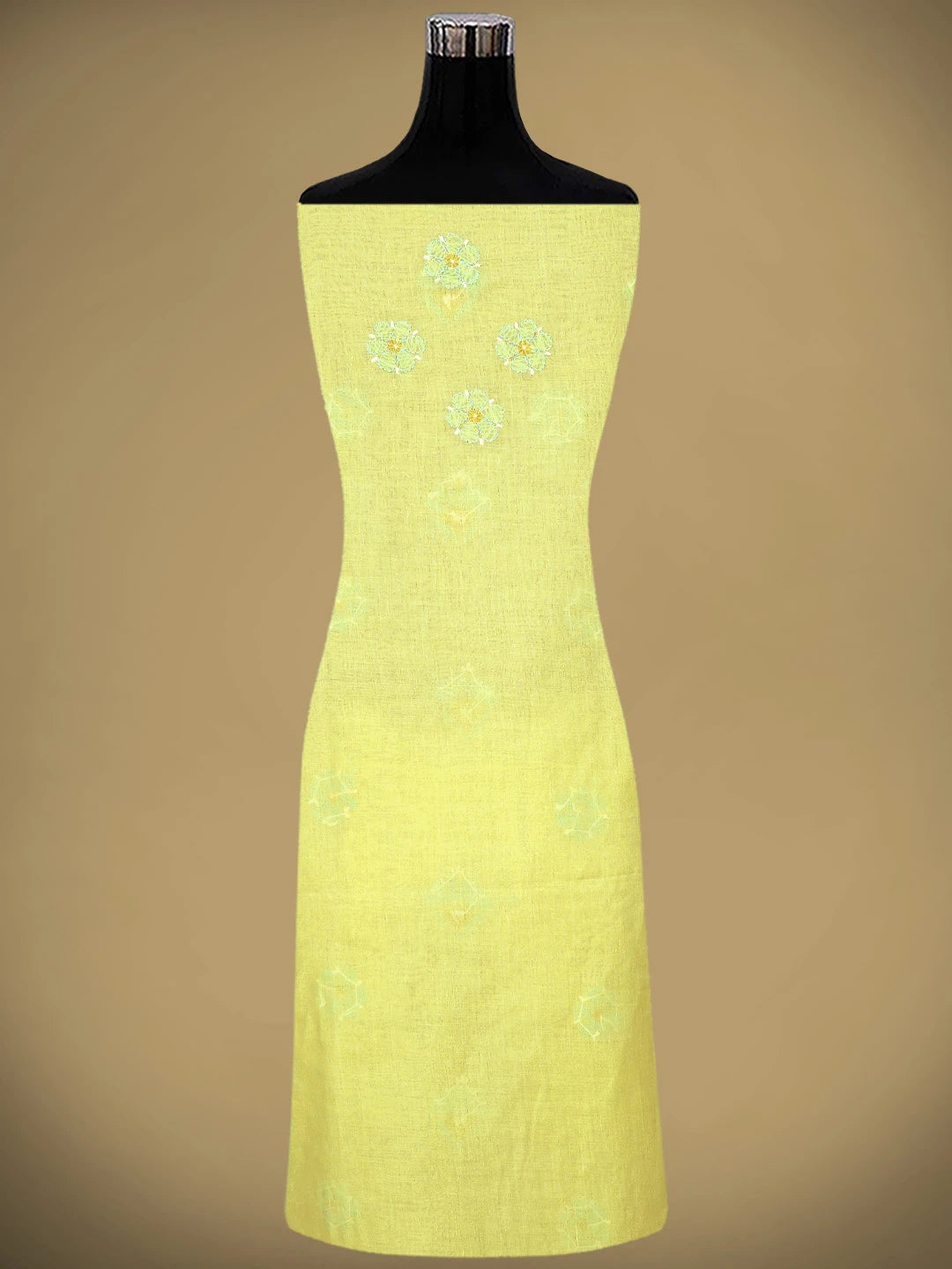 Ada Hand Embroidered Yellow Cotton Lucknowi Chikankari Unstitched Suit Piece 01A879361
