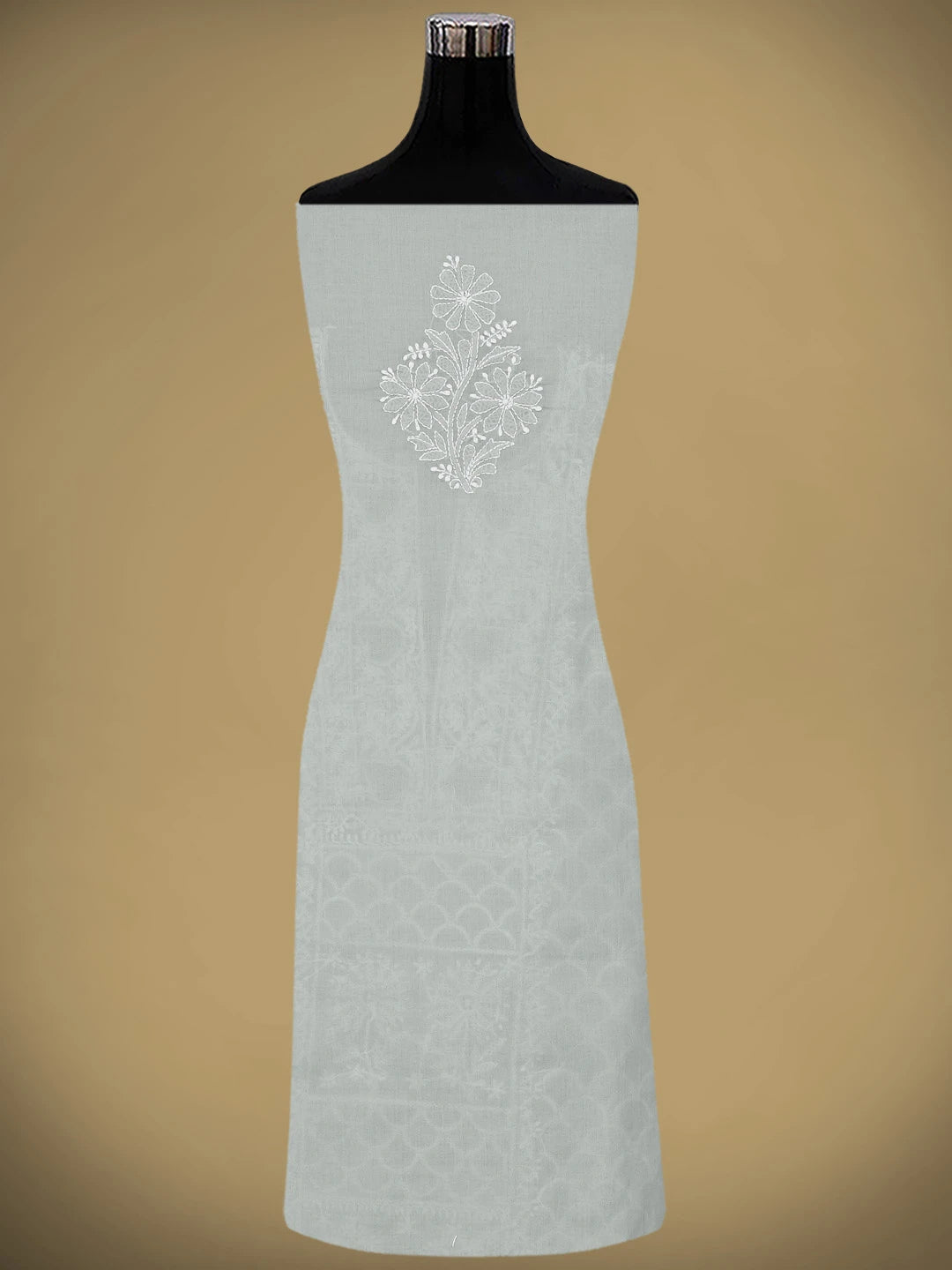 Ada Hand Embroidered Grey Cotton Lucknowi Chikankari Unstitched Suit Piece 01A869324