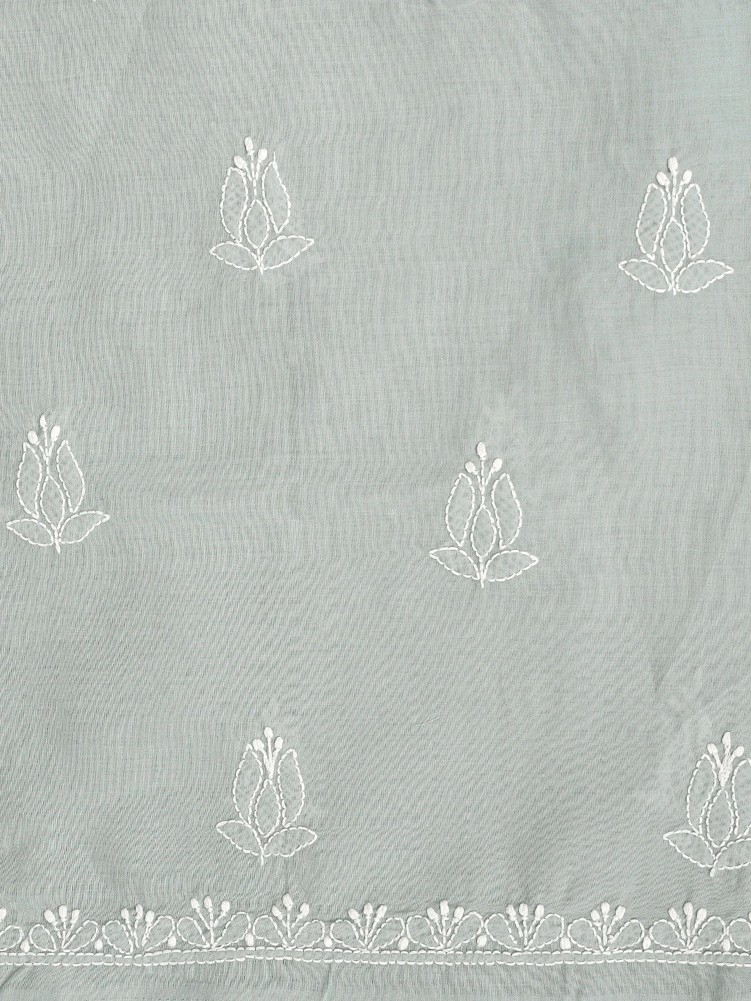 Ada Hand Embroidered Grey Cotton Lucknowi Chikankari Unstitched Suit Piece 01A869324