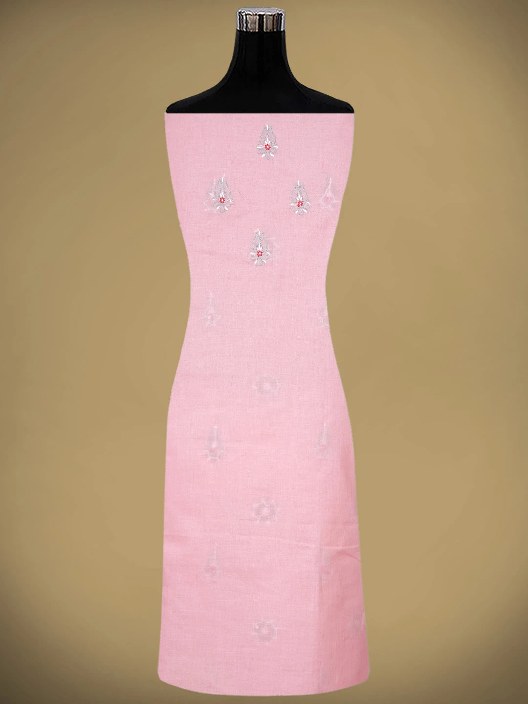 Ada Hand Embroidered Peach Cotton Lucknowi Chikankari Unstitched Suit Piece 01A882422