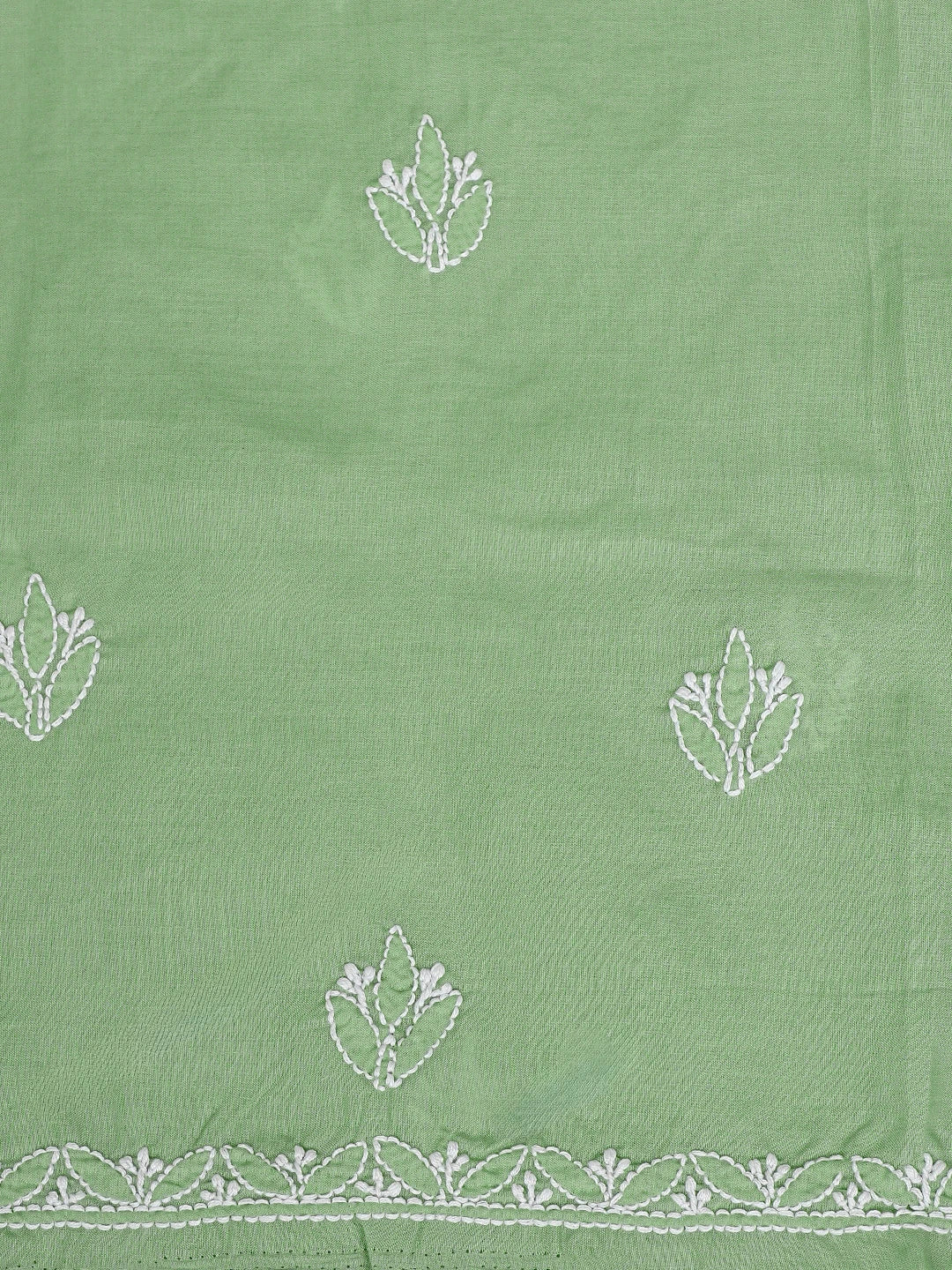 Ada Hand Embroidered Asparagus Green Cotton Lucknowi Chikankari Unstitched Suit Piece 01A869348