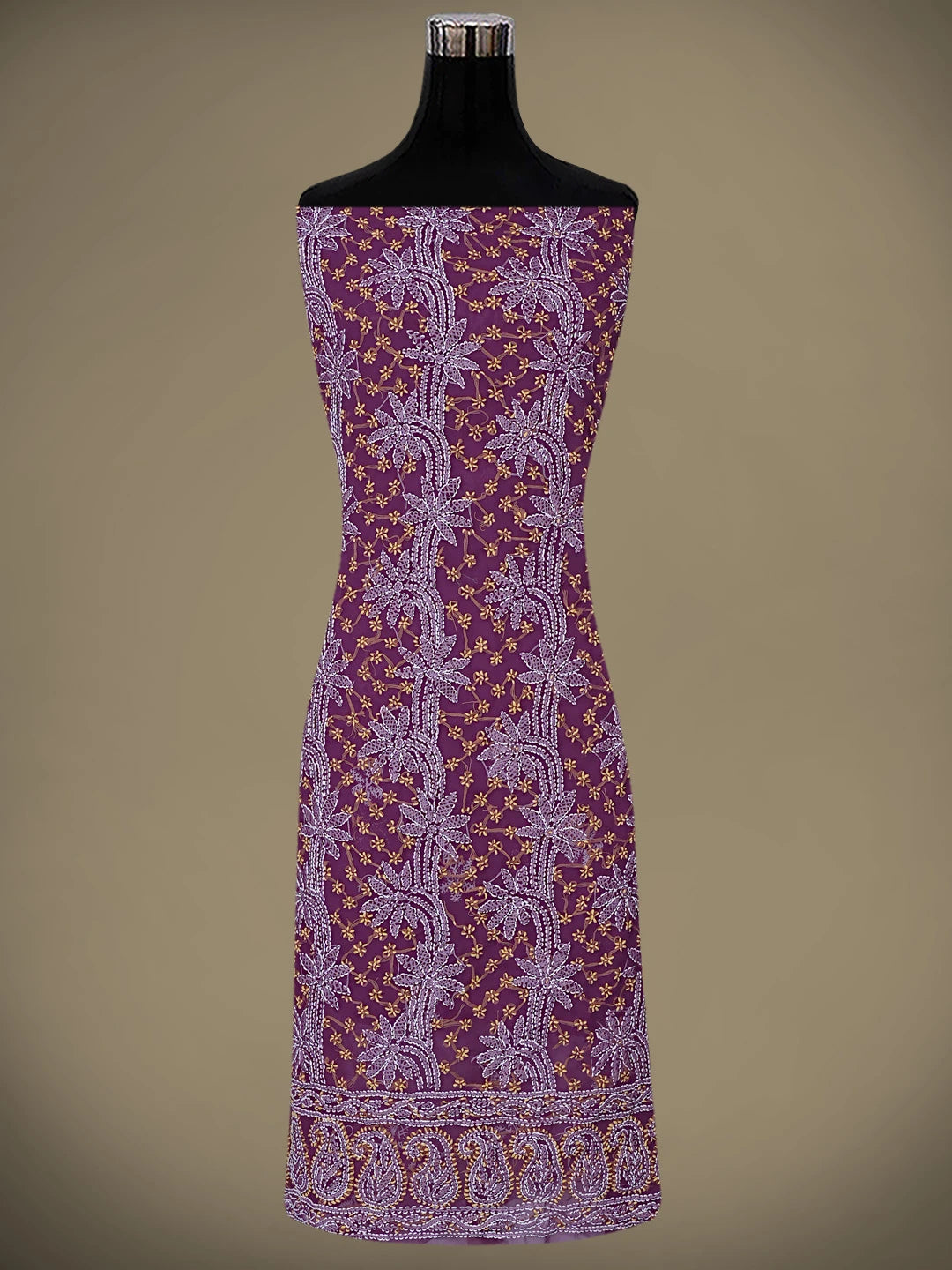 Ada Hand Embroidered Wine Georgette Lucknowi Chikankari Unstitched Suit Piece 01A872261