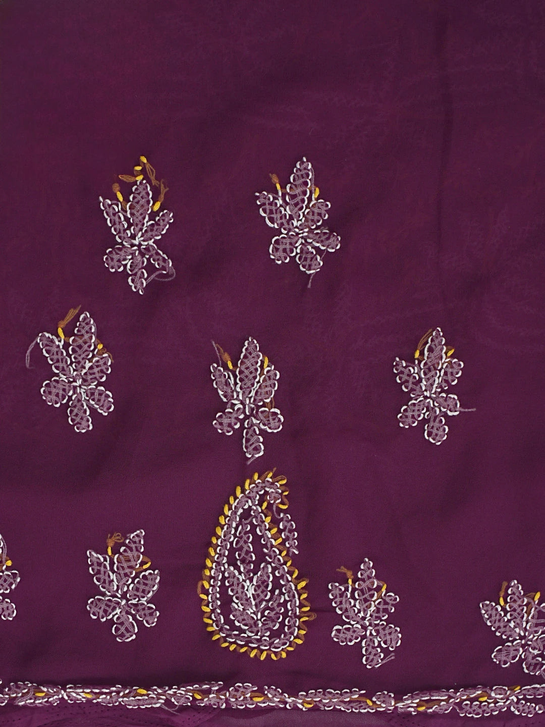 Ada Hand Embroidered Wine Georgette Lucknowi Chikankari Unstitched Suit Piece 01A872261