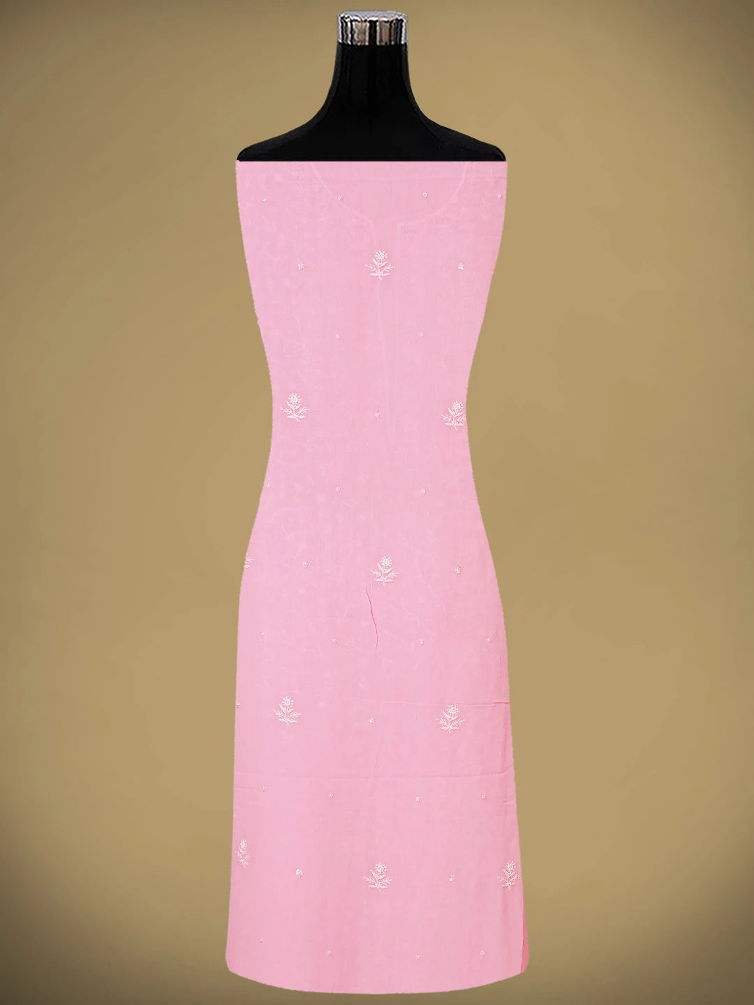Ada Hand Embroidered Rose Pompadour Pink Viscose Georgette Lucknowi Chikankari Unstitched Kurta Dupatta Set With Cutdana Work 01A741709