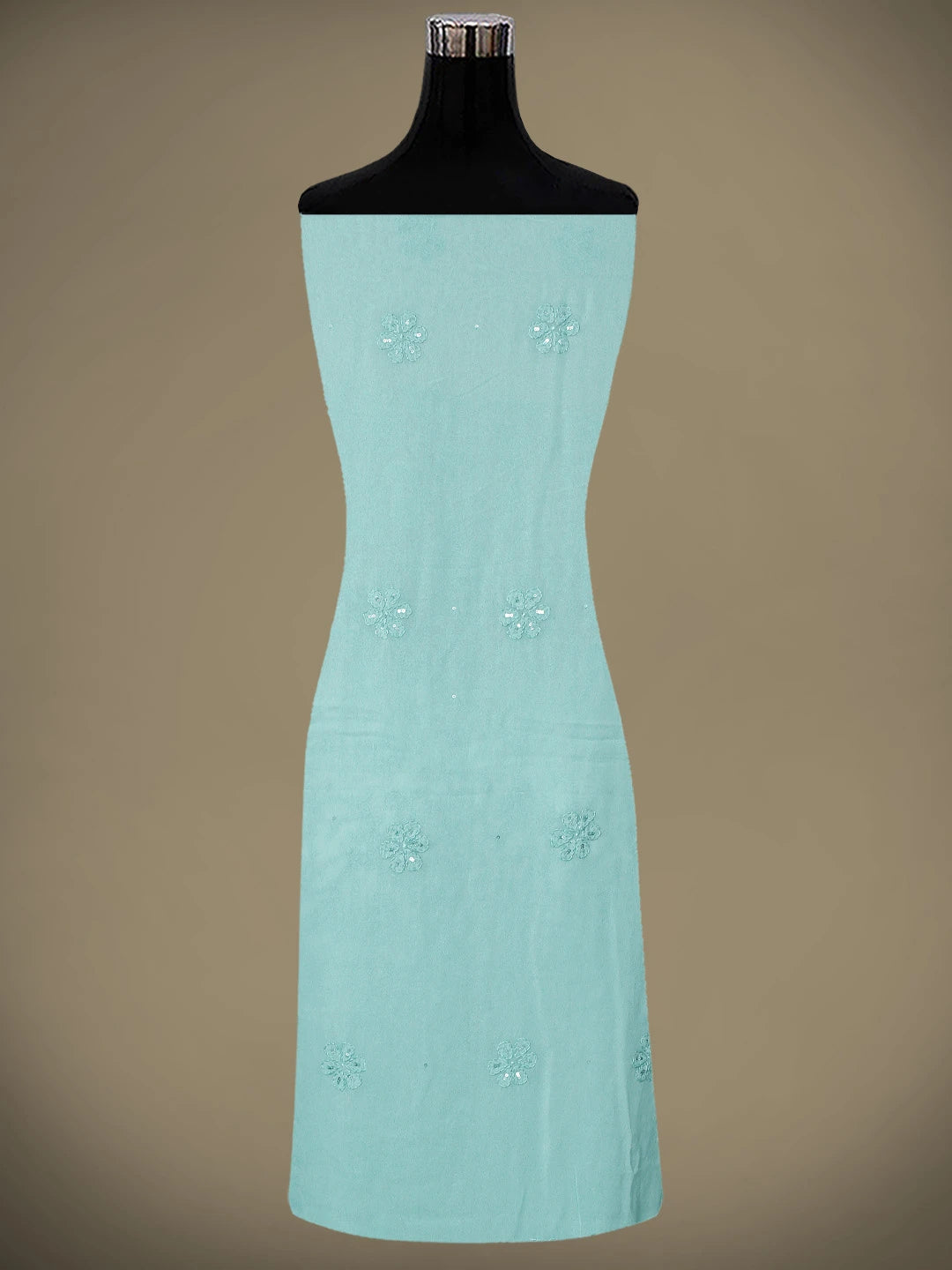 Ada Hand Embroidered Pearl Aqua Green Viscose Georgette Lucknowi Chikankari Unstitched Kurta Dupatta Set With Sequinned Work 01A811762