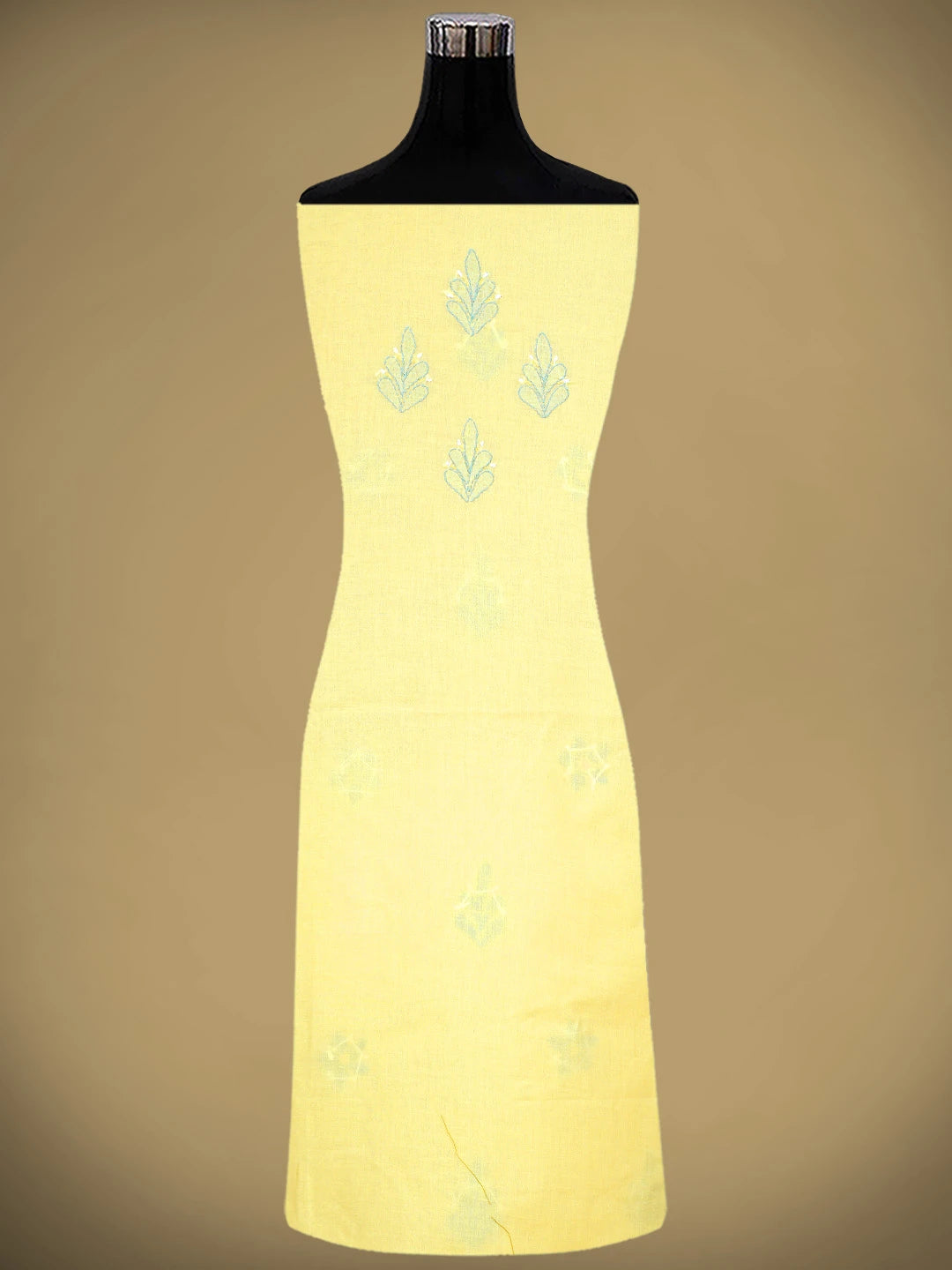Ada Hand Embroidered Yellow Cotton Lucknowi Chikankari Unstitched Suit Piece 01A879364