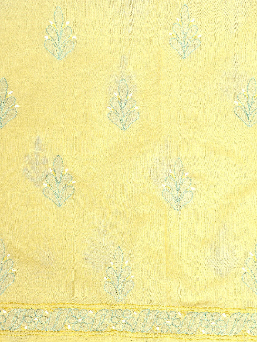 Ada Hand Embroidered Yellow Cotton Lucknowi Chikankari Unstitched Suit Piece 01A879364