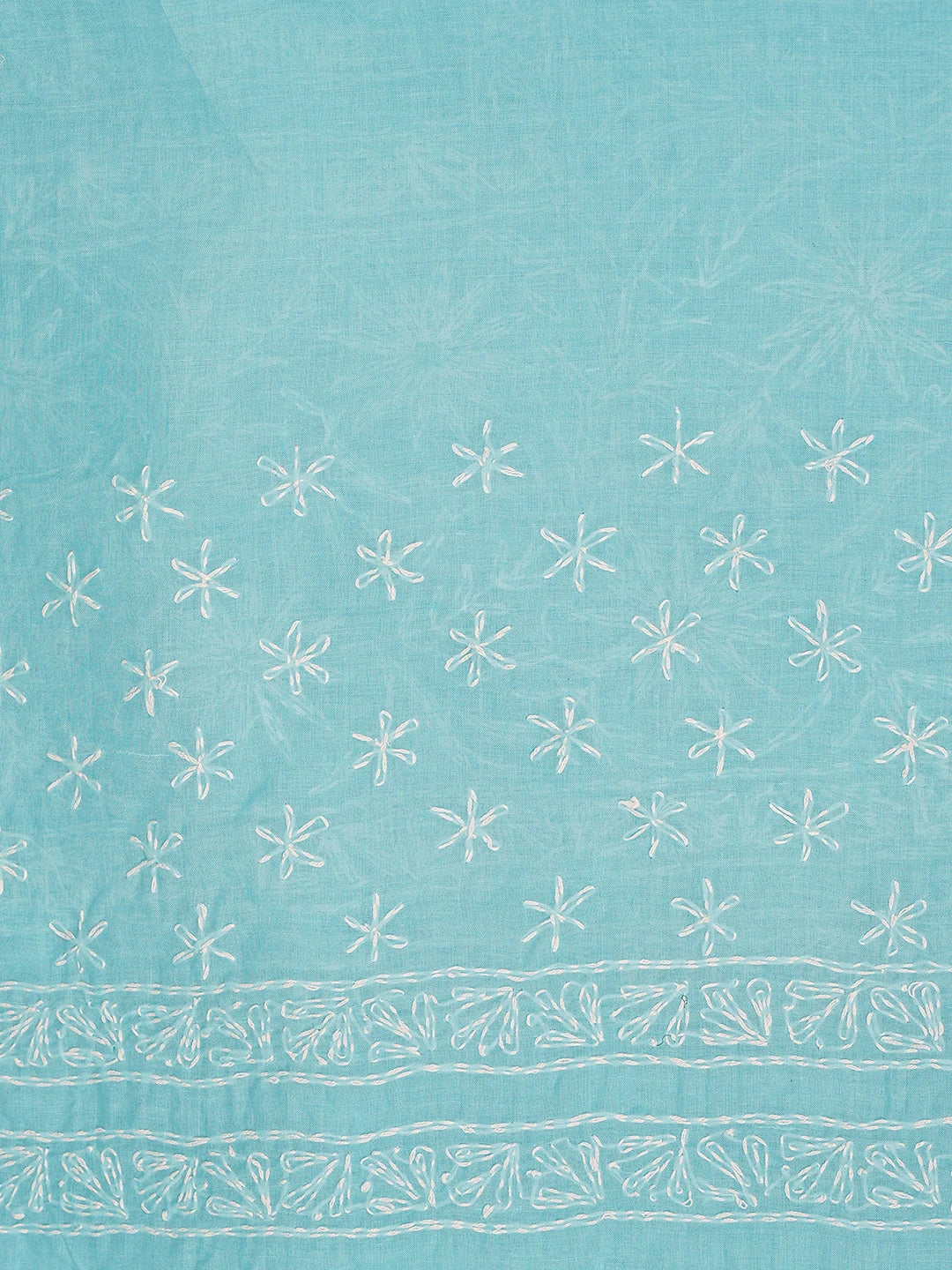 Ada Hand Embroidered Blue Cotton Lucknowi Chikankari Saree With Blouse 01A873377