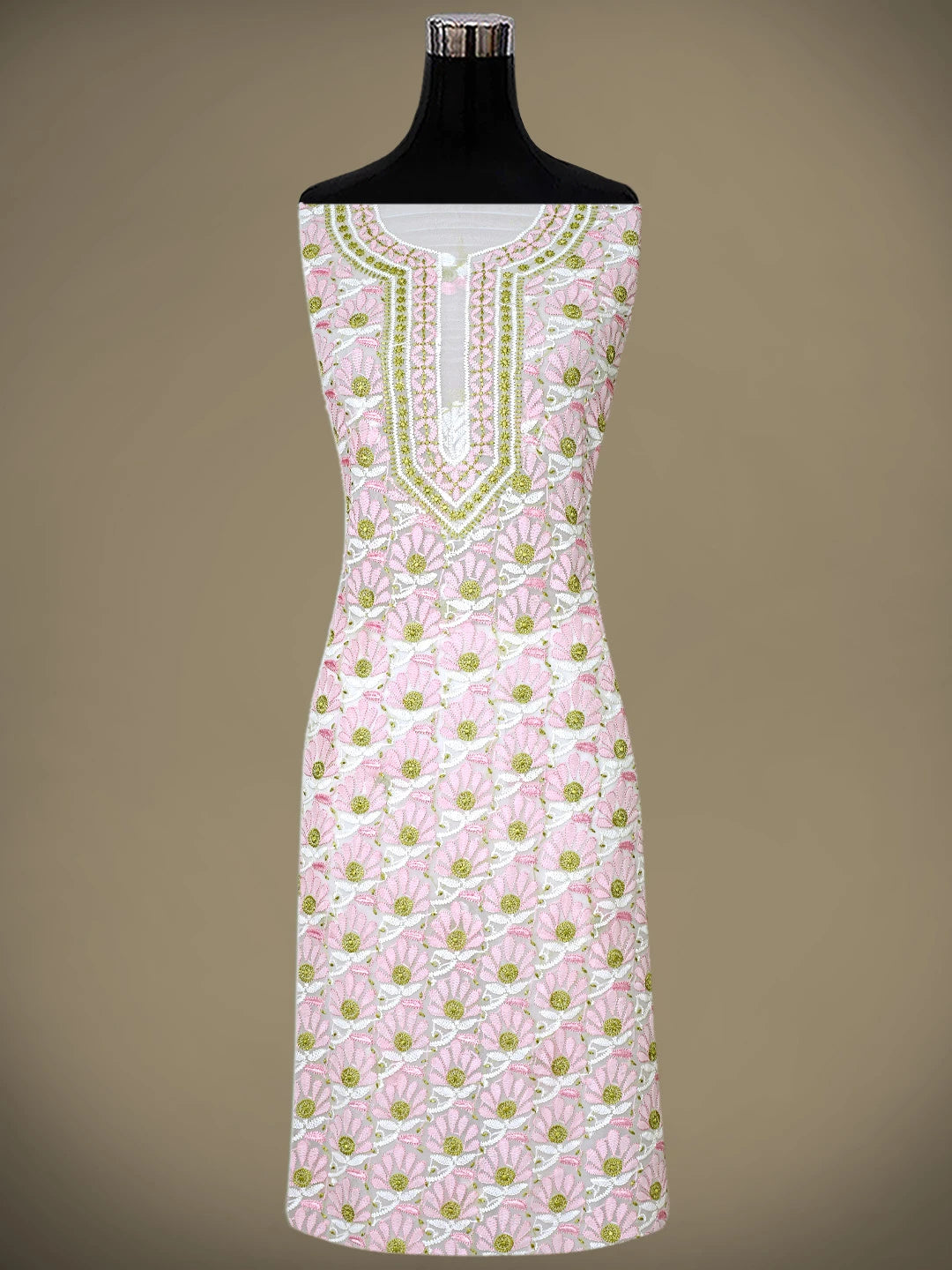 Ada Hand Embroidered Floral White Georgette Lucknowi Chikankari Unstitched Suit Piece 01A884035