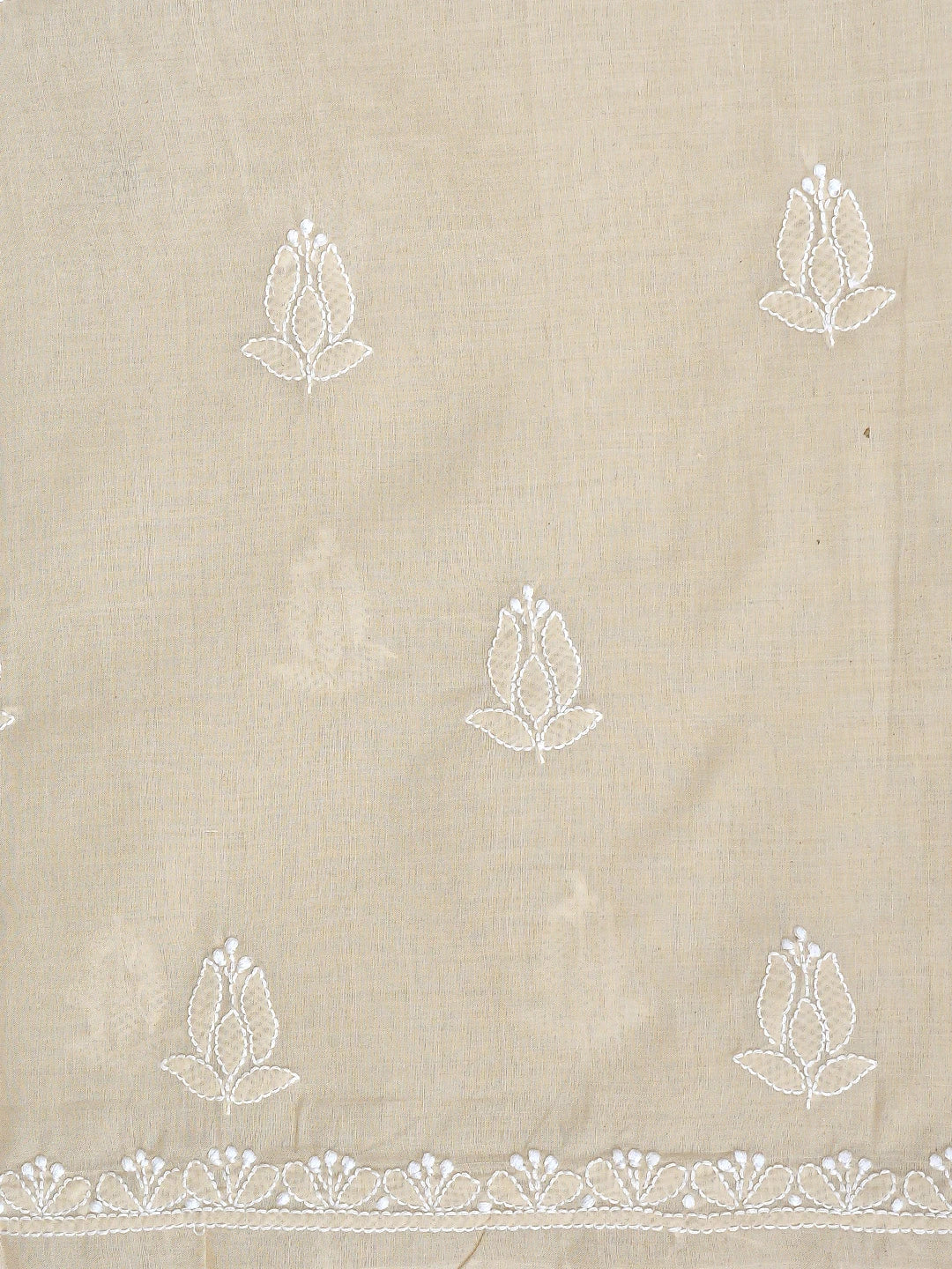 Ada Hand Embroidered Fawn Cotton Lucknowi Chikankari Unstitched Suit Piece 01A869321