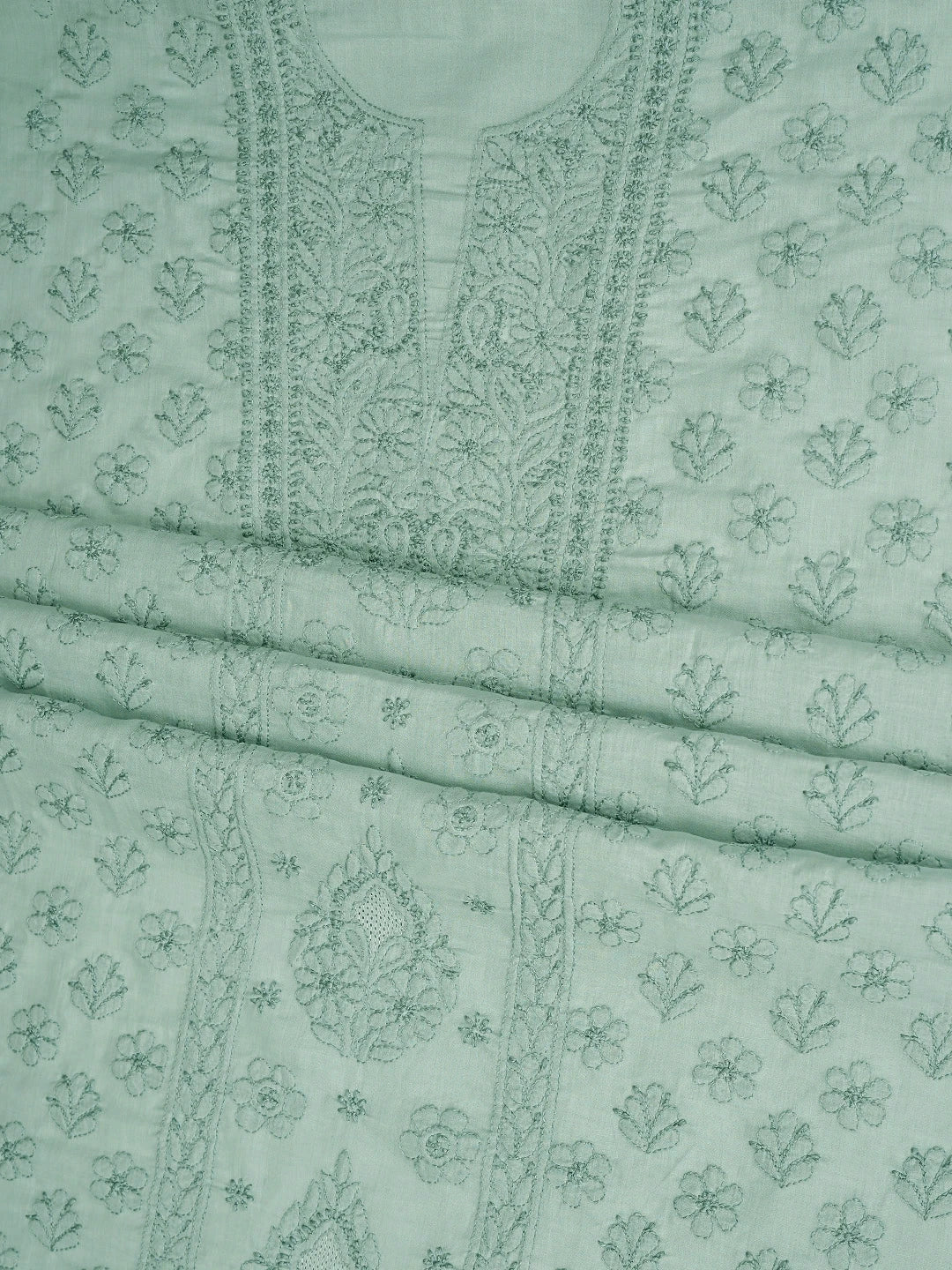 Ada Hand Embroidered Ash Grey Cotton Lucknowi Chikankari Unstitched Suit Piece 01A869396