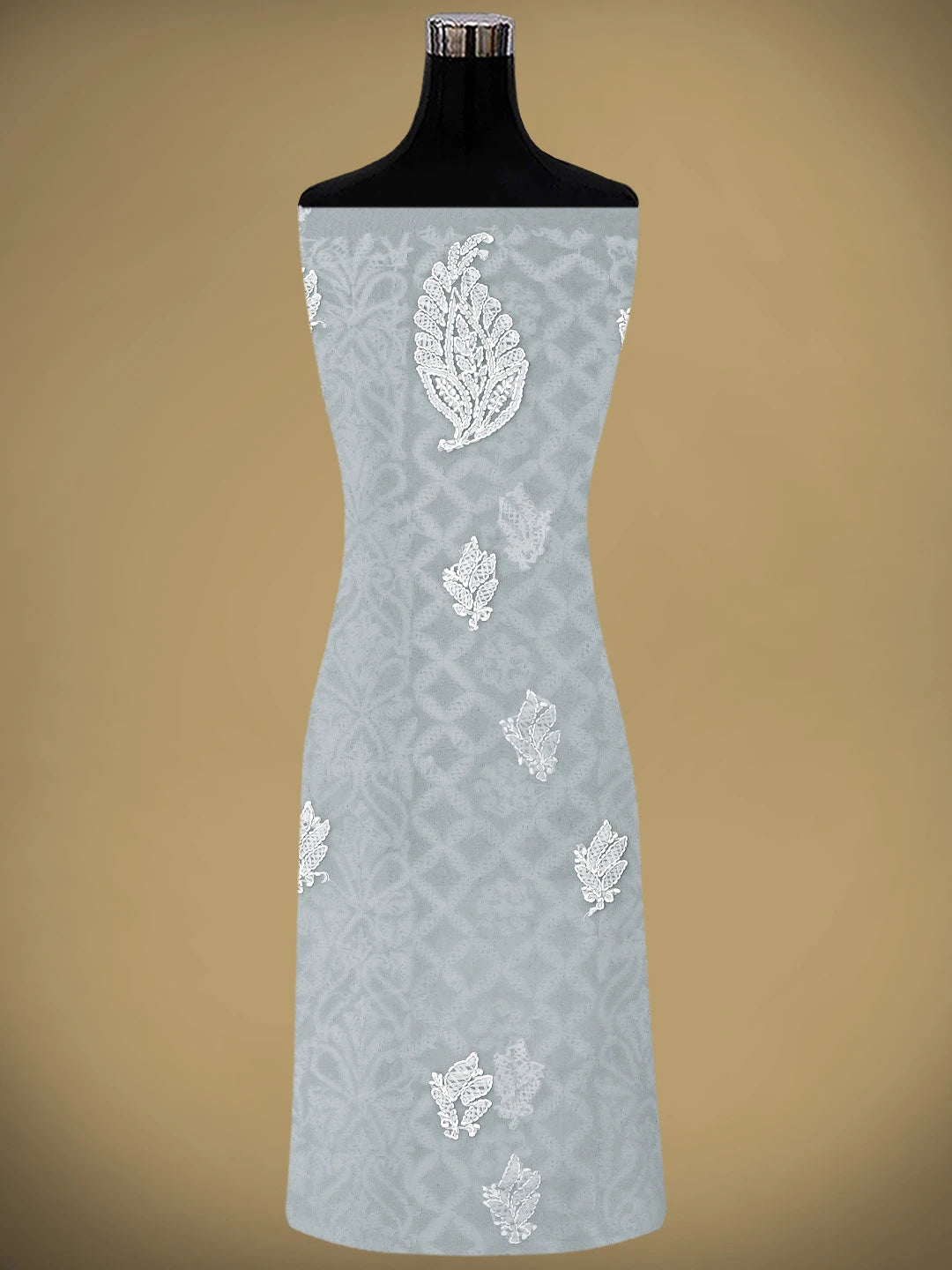 Ada Hand Embroidered Grey Georgette Lucknowi Chikankari Unstitched Suit Piece 01A544952