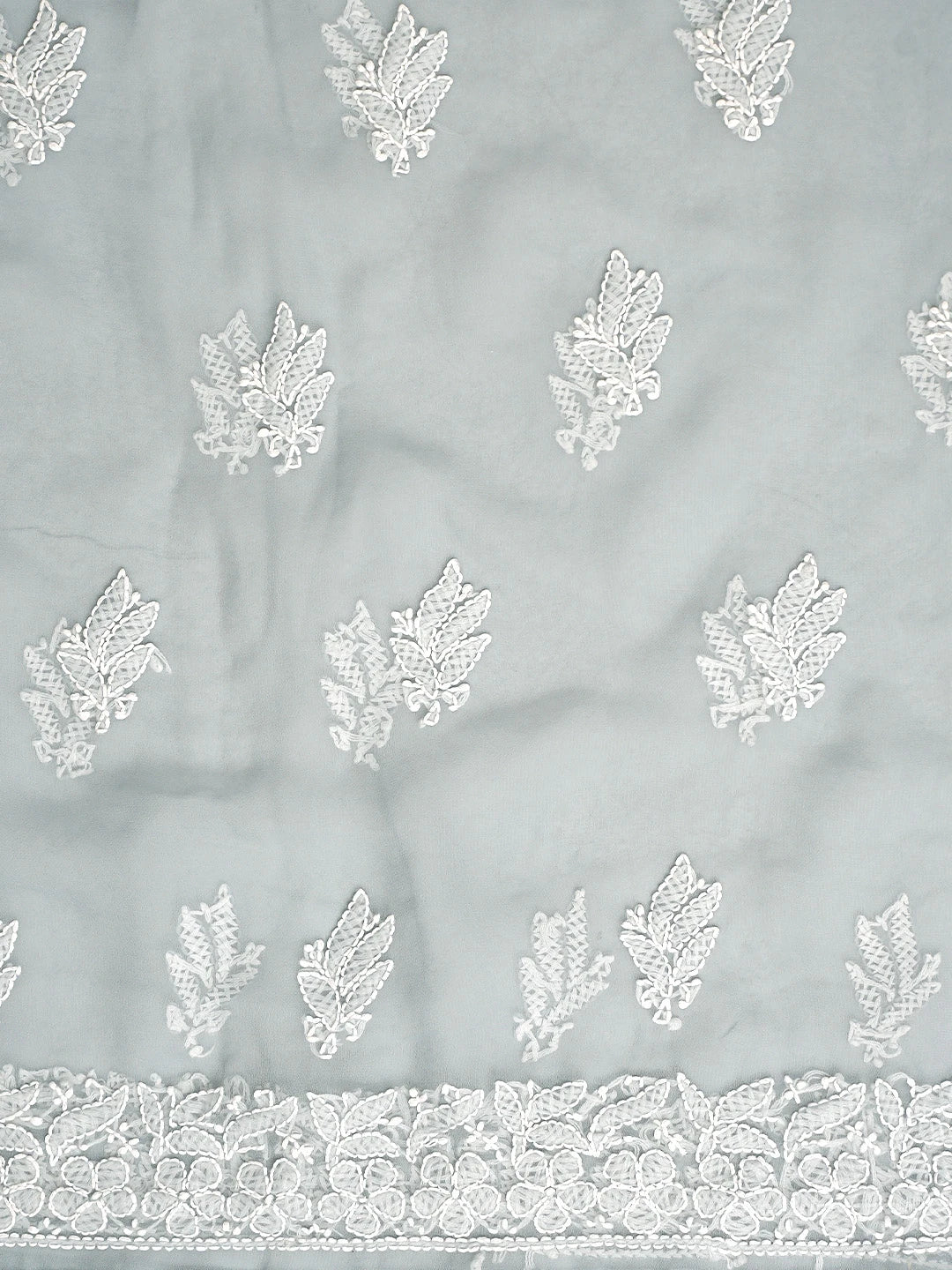 Ada Hand Embroidered Grey Georgette Lucknowi Chikankari Unstitched Suit Piece 01A544952