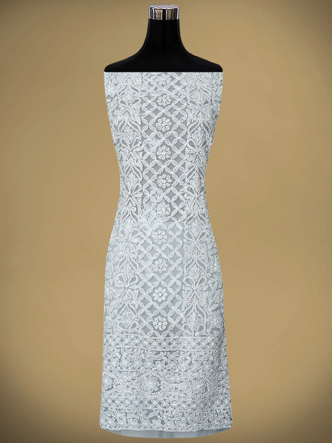 Ada Hand Embroidered Grey Georgette Lucknowi Chikankari Unstitched Suit Piece 01A544952
