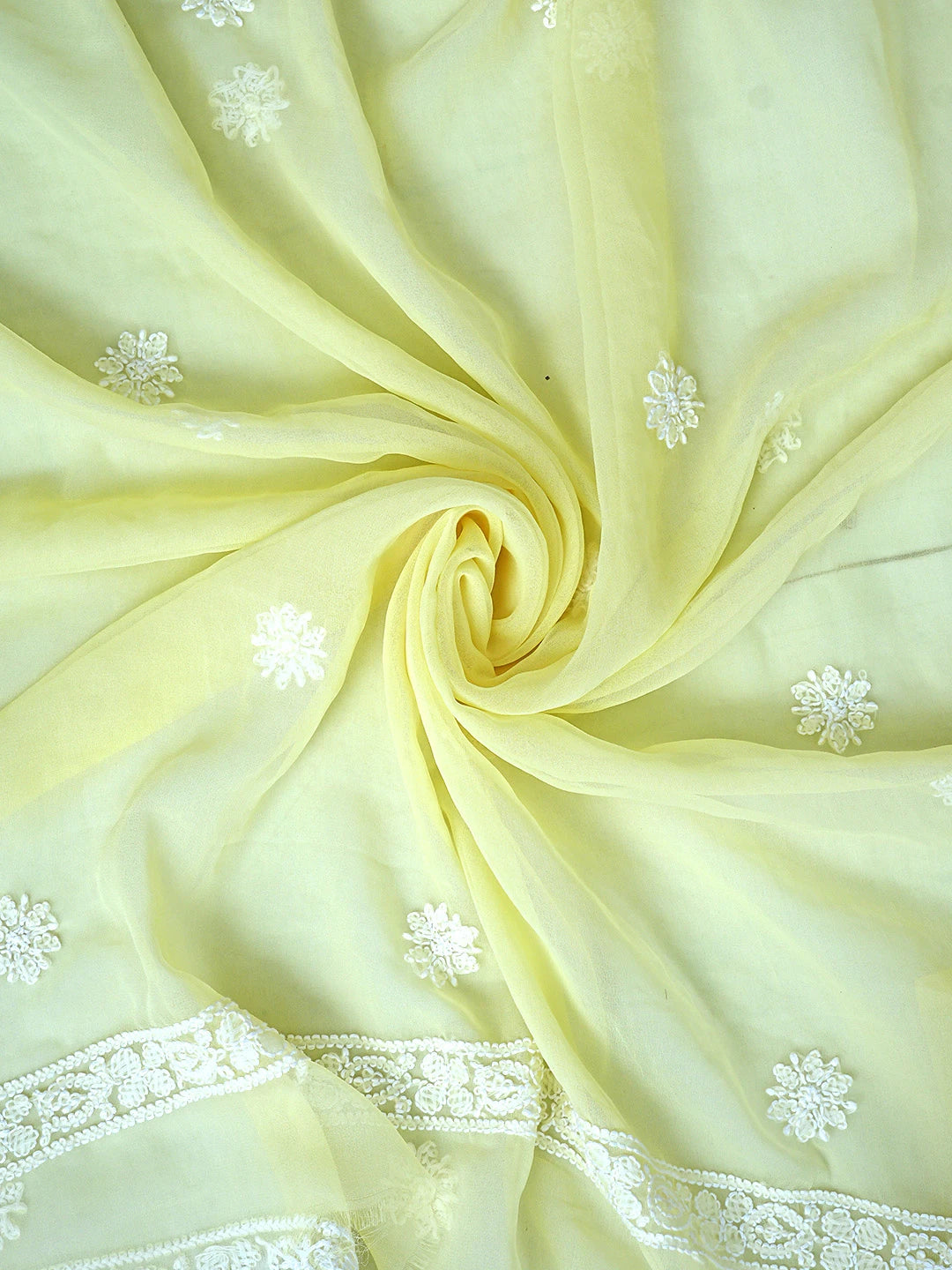 Ada Hand Embroidered Lemon Georgette Lucknowi Chikankari Unstitched Suit Piece 01A866973