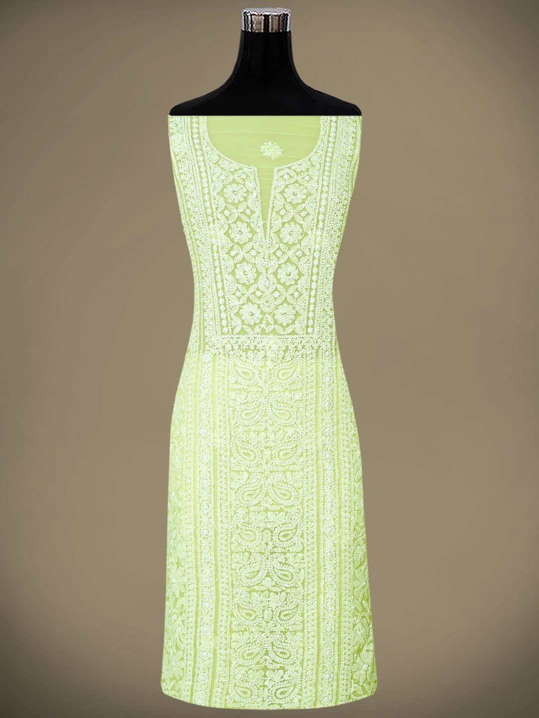 Ada Hand Embroidered Lemon Georgette Lucknowi Chikankari Unstitched Suit Piece 01A866973