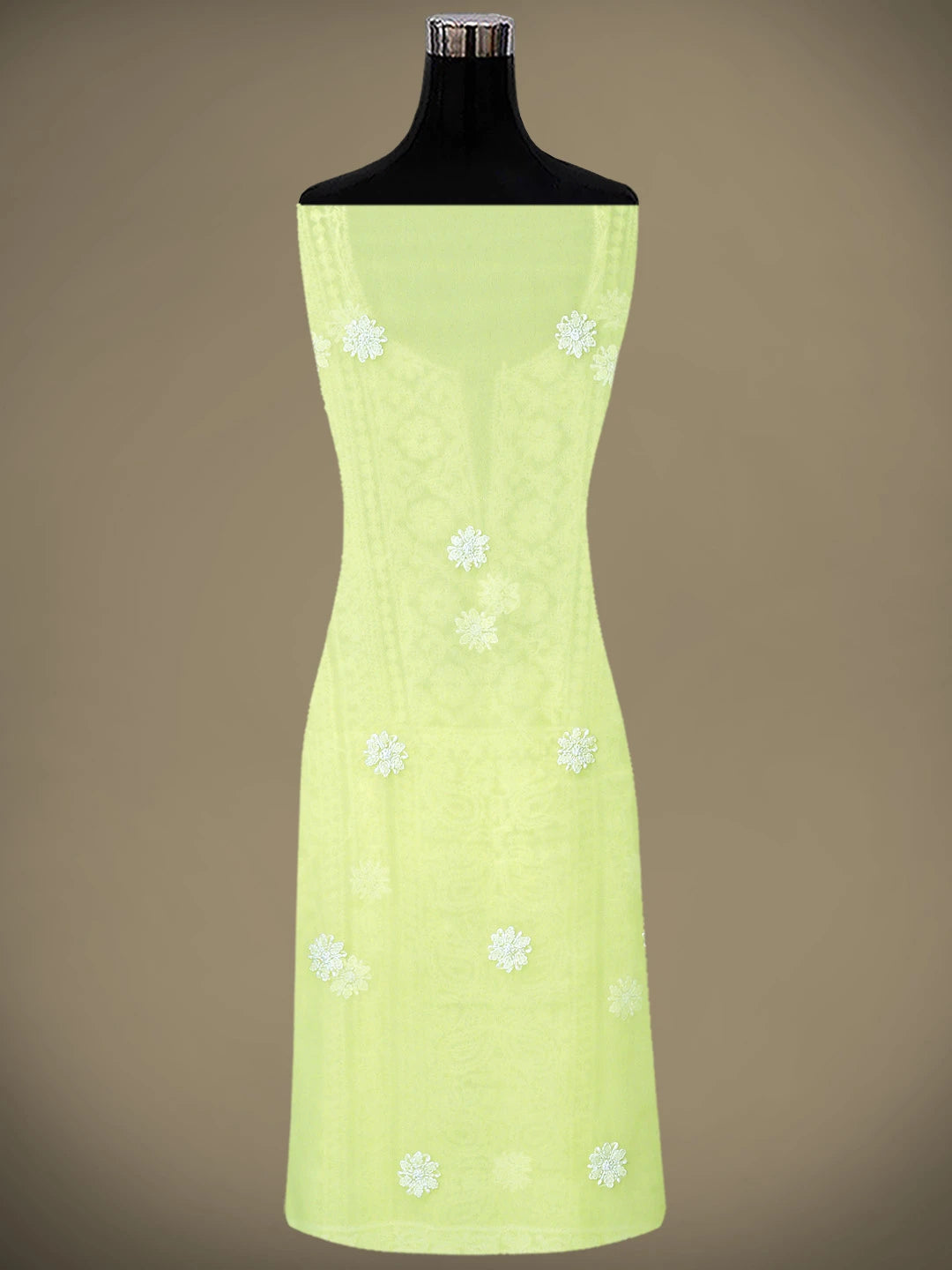 Ada Hand Embroidered Lemon Georgette Lucknowi Chikankari Unstitched Suit Piece 01A866973