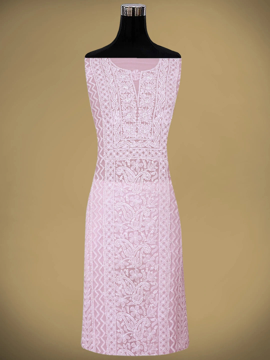 Ada Hand Embroidered Pink Georgette Lucknowi Chikankari Unstitched Suit Piece 01A866977