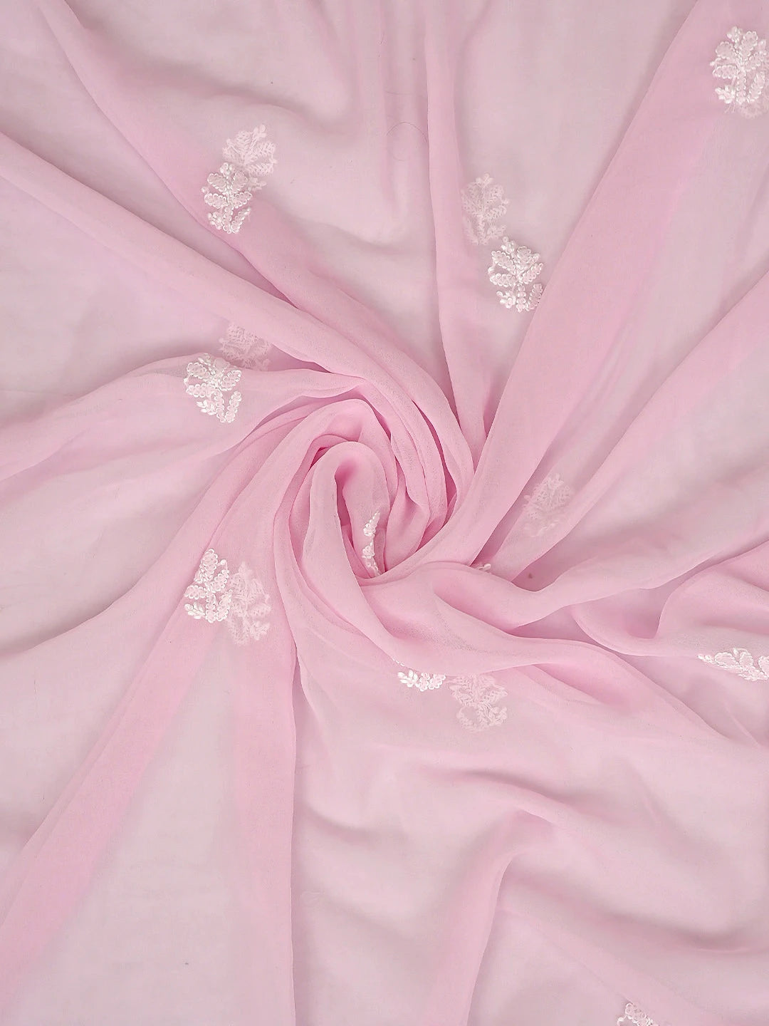 Ada Hand Embroidered Pink Georgette Lucknowi Chikankari Unstitched Suit Piece 01A866977