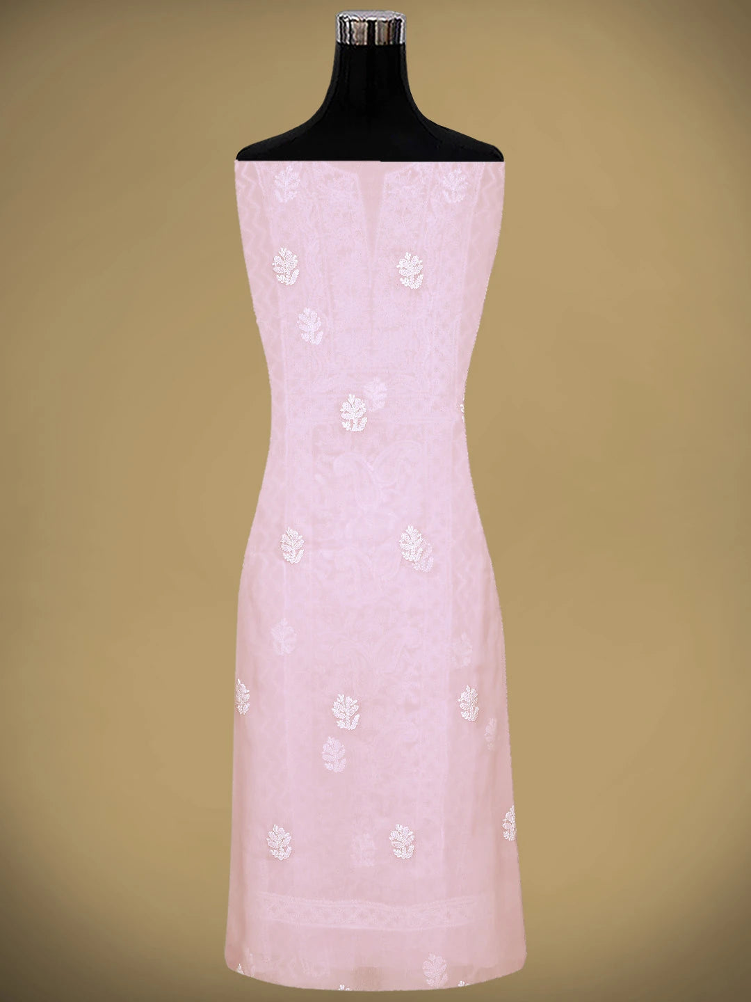 Ada Hand Embroidered Pink Georgette Lucknowi Chikankari Unstitched Suit Piece 01A866977