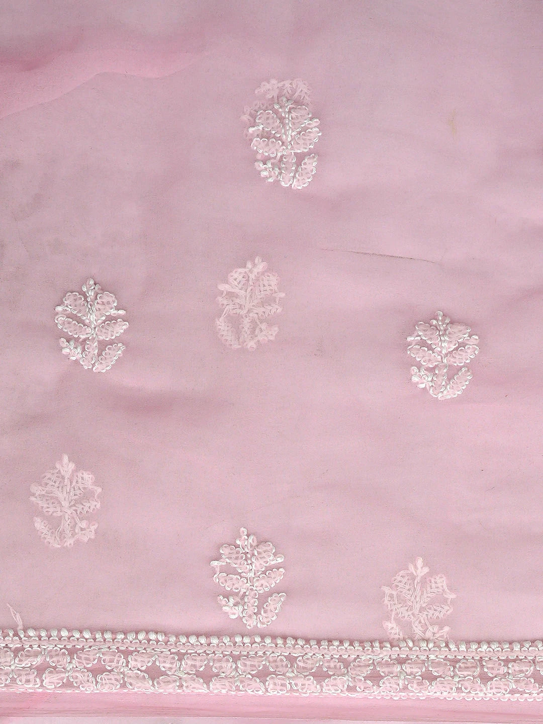 Ada Hand Embroidered Pink Georgette Lucknowi Chikankari Unstitched Suit Piece 01A866977