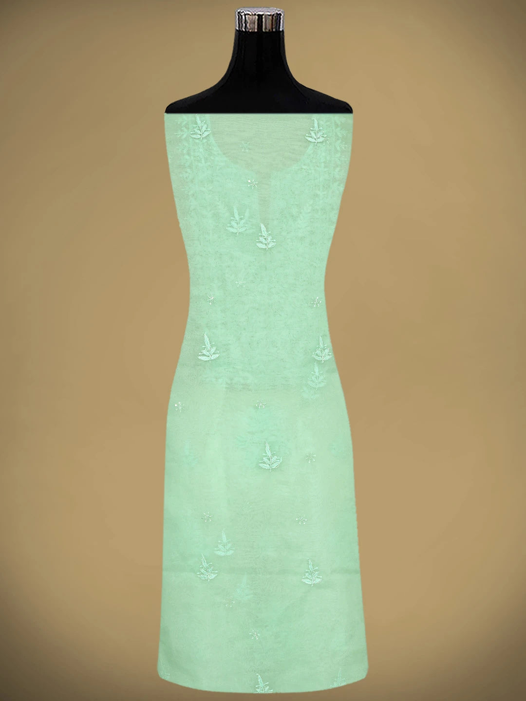 Ada Hand Embroidered Light Green Organza Lucknowi Chikankari Unstitched Kurta Dupatta Set With Cutdana Work 01A720594