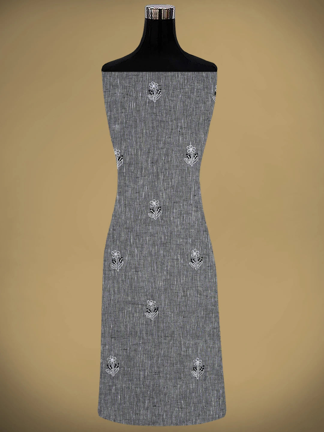Ada Hand Embroidered Grey Cotton Lucknowi Chikankari Unstitched Suit Piece with Chiffon Dupatta 01A885362