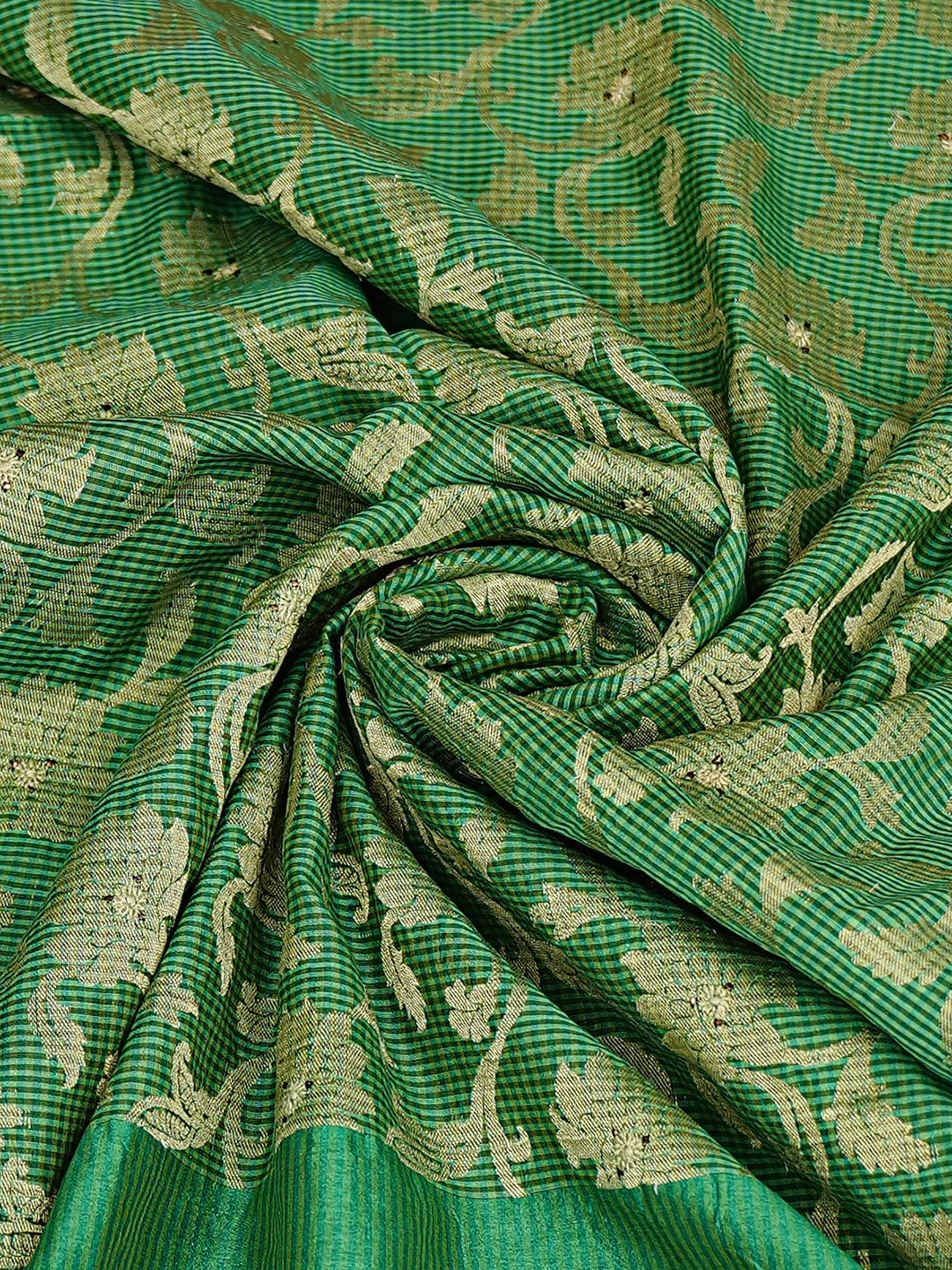 Ada Hand Embroidered Green Cotton Lucknowi Chikankari Dupatta With Muqaish Work 01A795656