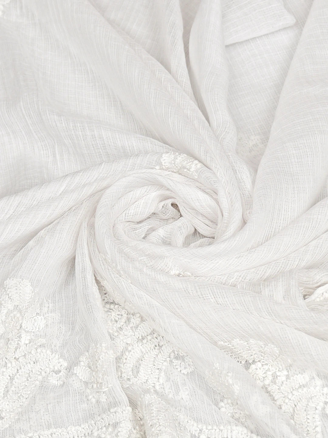 Ada Hand Embroidered White Kota Lucknowi Chikankari Dupatta 01A839897