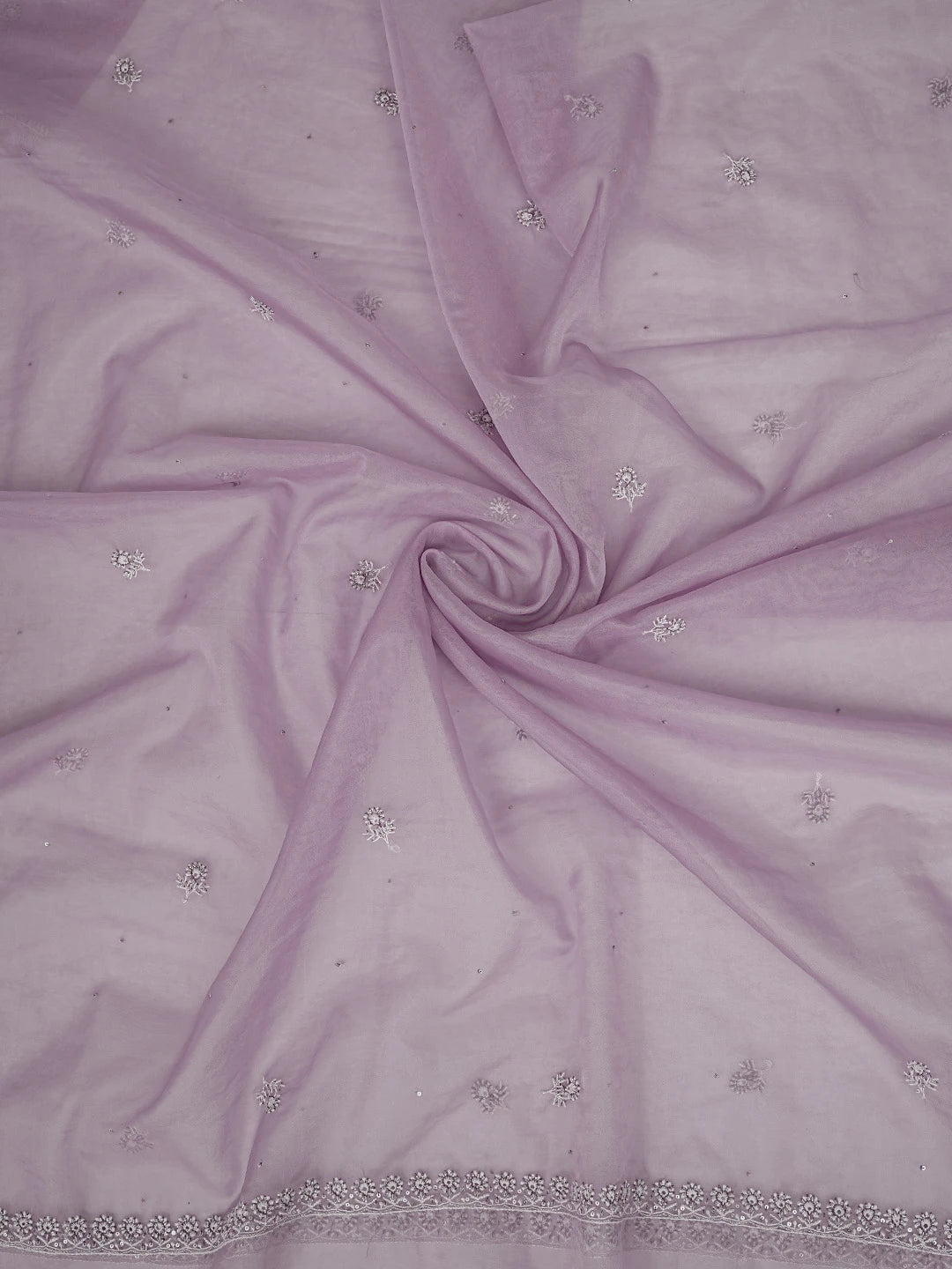 Ada Hand Embroidered Opera Mauve Organza Lucknowi Chikankari Unstitched Kurta Dupatta Set With Cutdana Work 01A621876