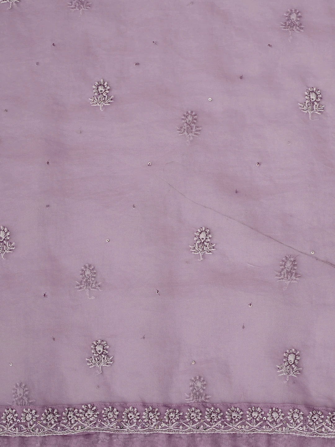 Ada Hand Embroidered Opera Mauve Organza Lucknowi Chikankari Unstitched Kurta Dupatta Set With Cutdana Work 01A621876