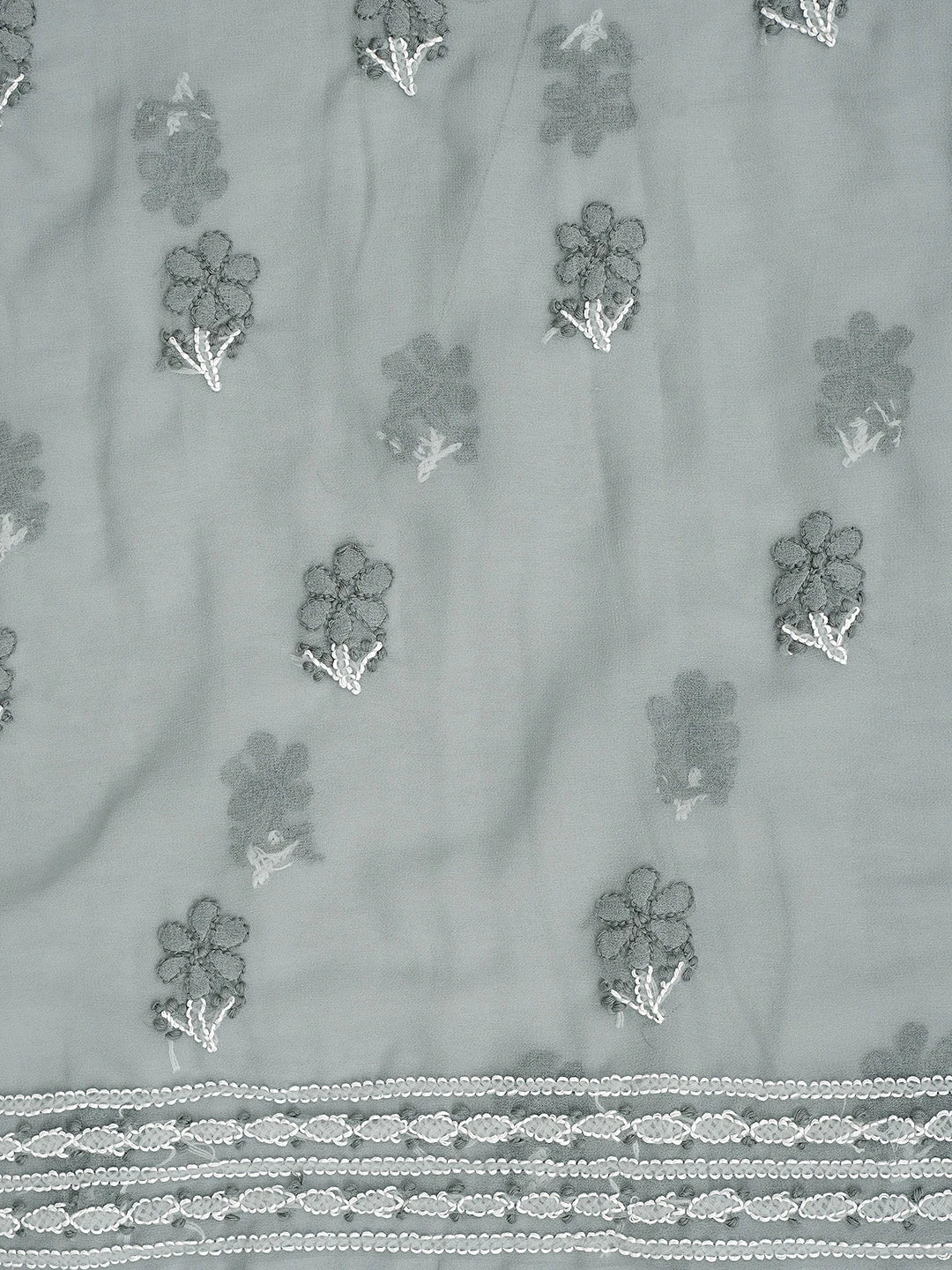 Ada Hand Embroidered Grey Georgette Lucknowi Chikankari Unstitched Suit Piece 01A867503
