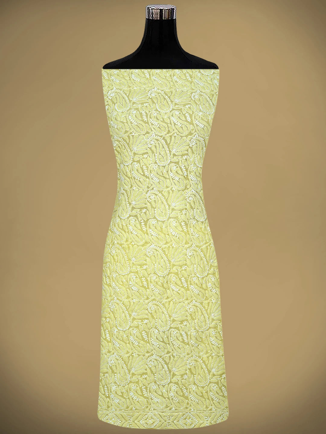 Ada Hand Embroidered Yellow Georgette Lucknowi Chikankari Unstitched Suit Piece 01A867787