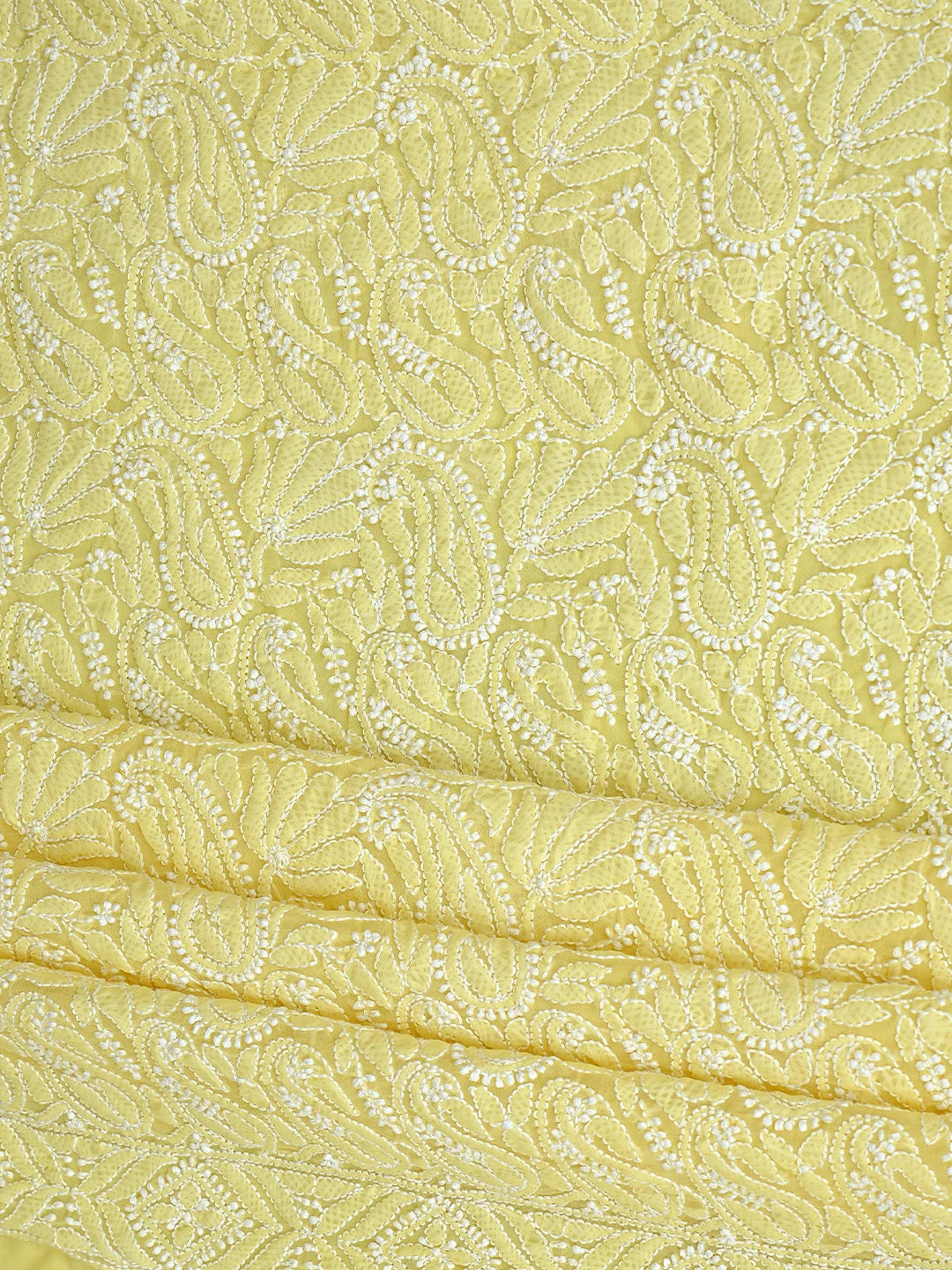 Ada Hand Embroidered Yellow Georgette Lucknowi Chikankari Unstitched Suit Piece 01A867787