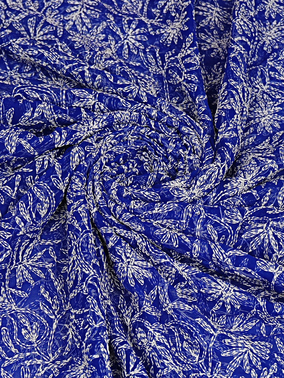 Ada Hand Embroidered Blue Georgette Lucknowi Chikankari Dupatta 01A859597