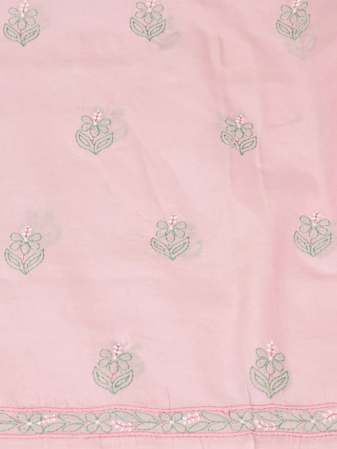 Ada Hand Embroidered Pink Cotton Lucknowi Chikankari Unstitched Suit Piece  with Chiffon Dupatta 01A879659
