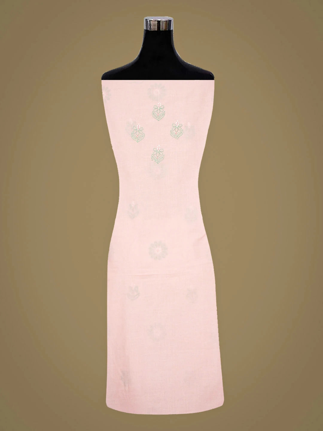 Ada Hand Embroidered Pink Cotton Lucknowi Chikankari Unstitched Suit Piece  with Chiffon Dupatta 01A879659