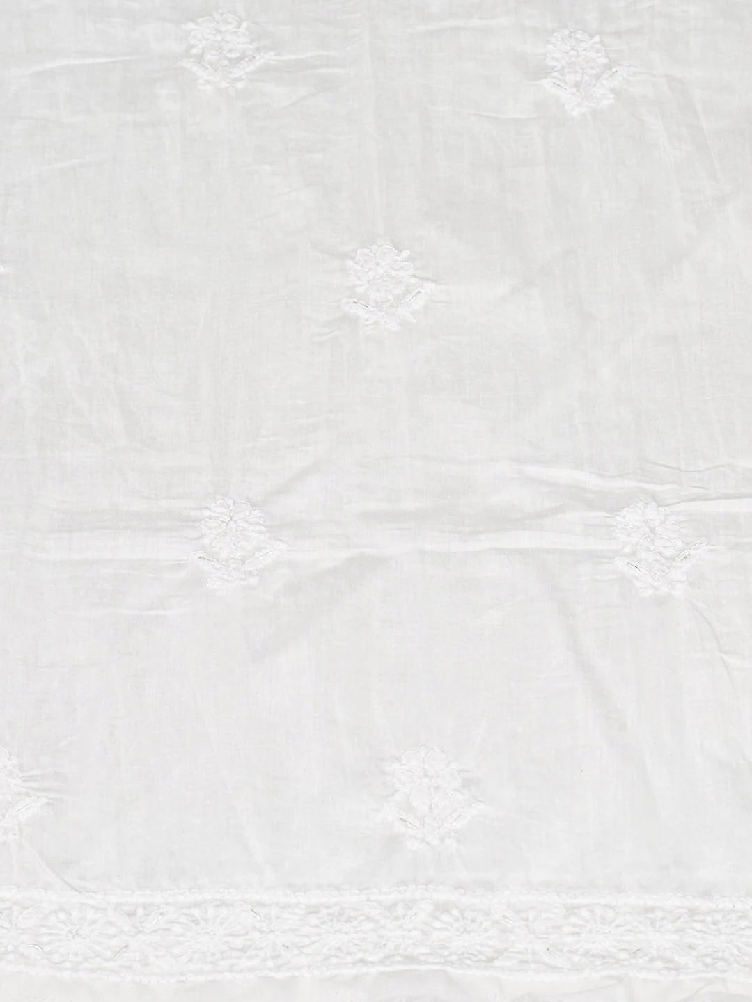 Ada Hand Embroidered White Chanderi Lucknowi Chikankari Unstitched Kurta Dupatta Set With Cutdana Work 01A685190